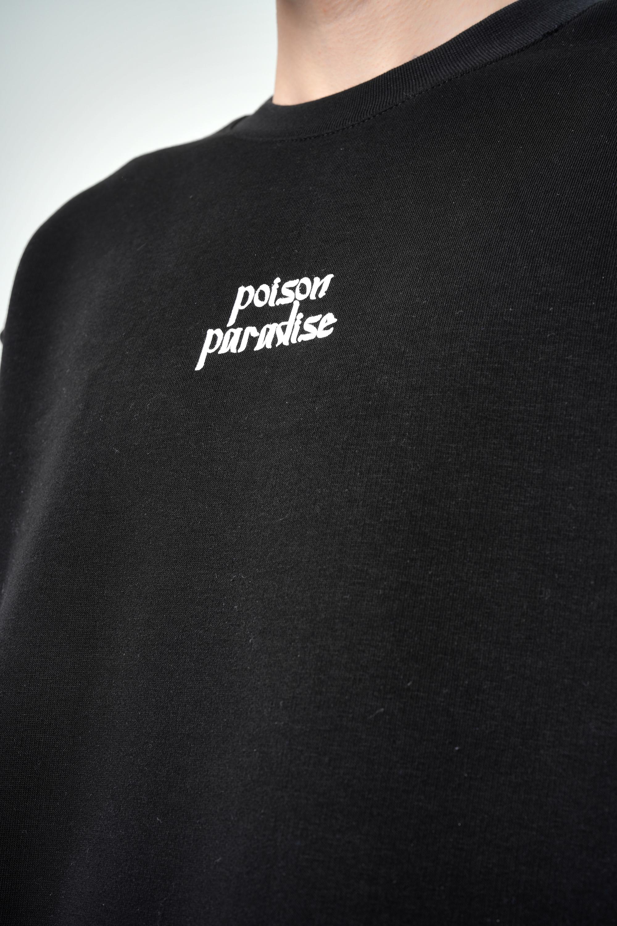 Erkek Poison Paradise Yazılı Oversize Sweatshirt - Siyah