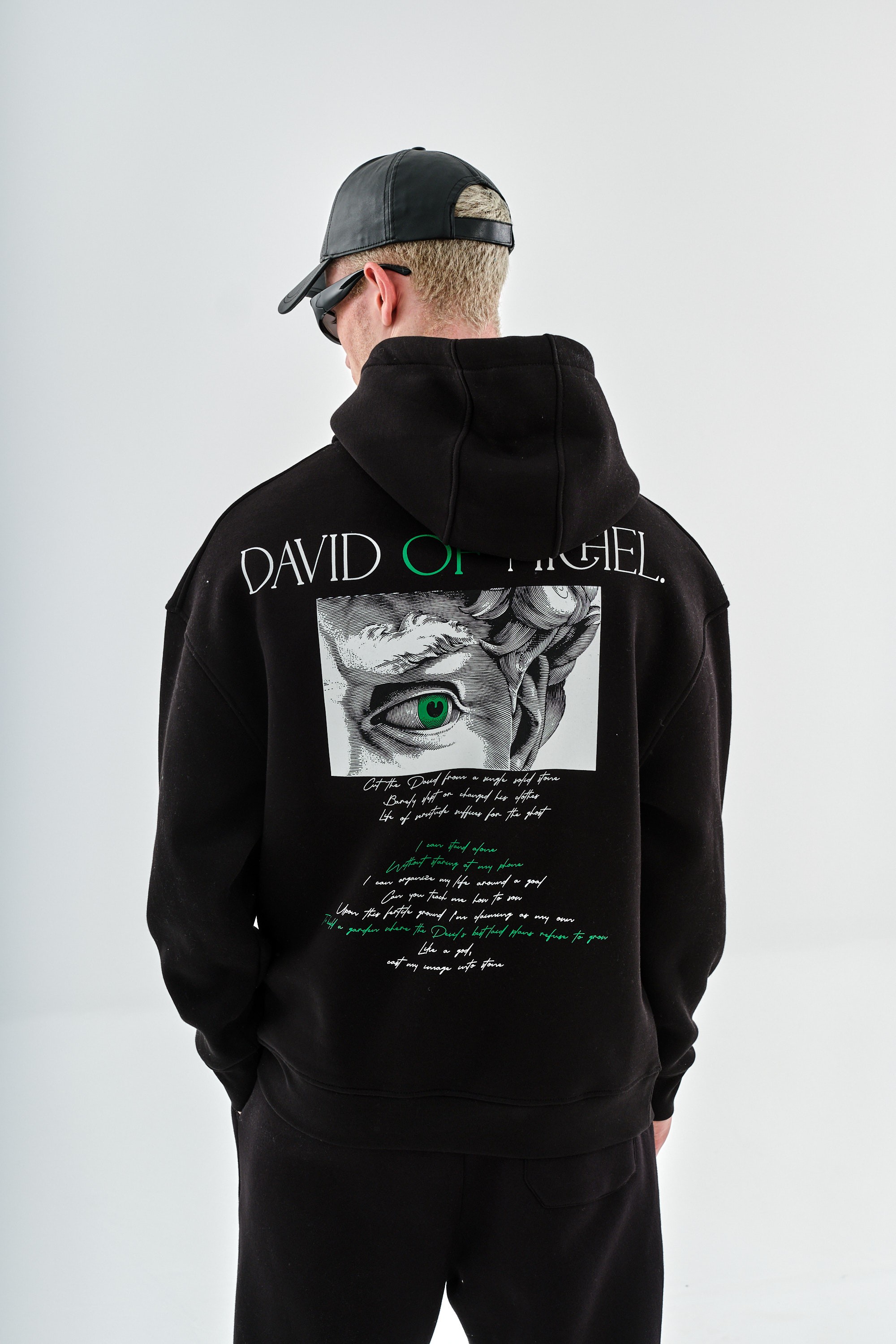 David of Michel Baskılı Kapüşonlu Sweatshirt - Siyah