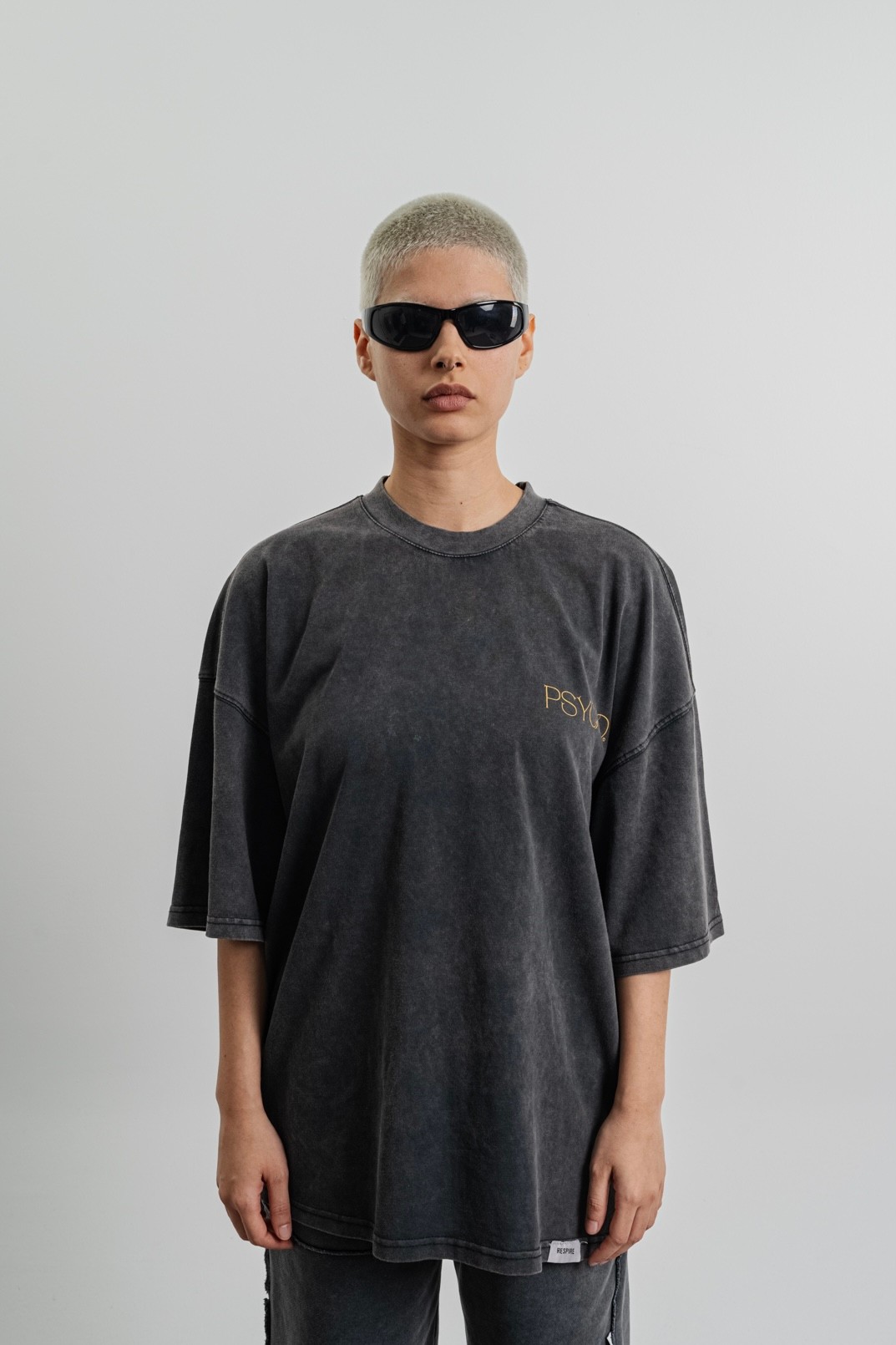 Respire Psycho Baskılı Yıkamalı Oversize T-Shirt