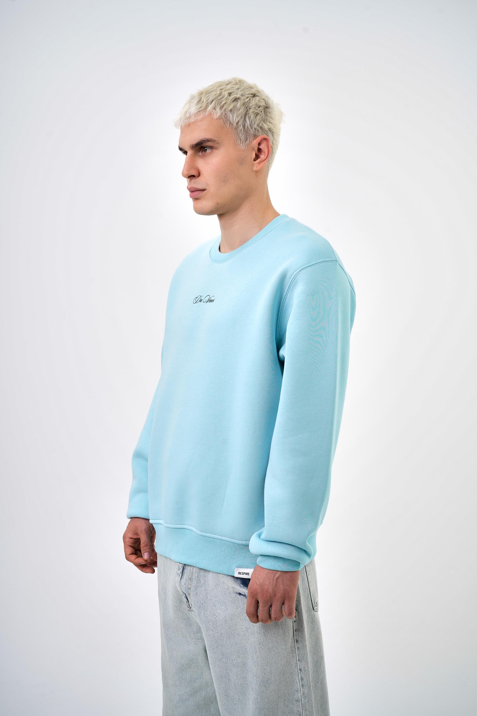  Erkek Oversize Baskılı Sweatshirt - Bebe Mavi