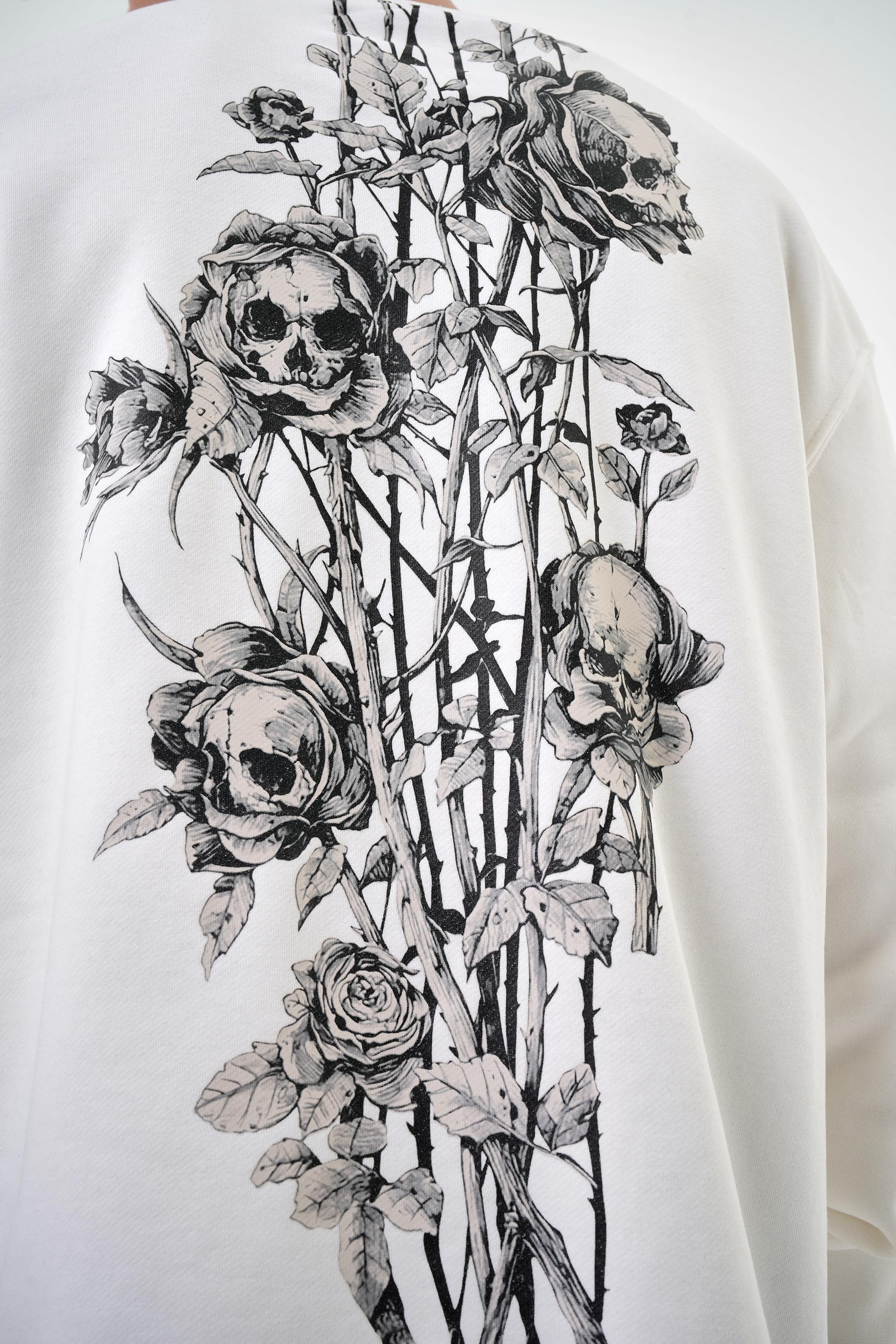 Erkek Oversize Ruins Baskılı Sweatshirt - Ekru