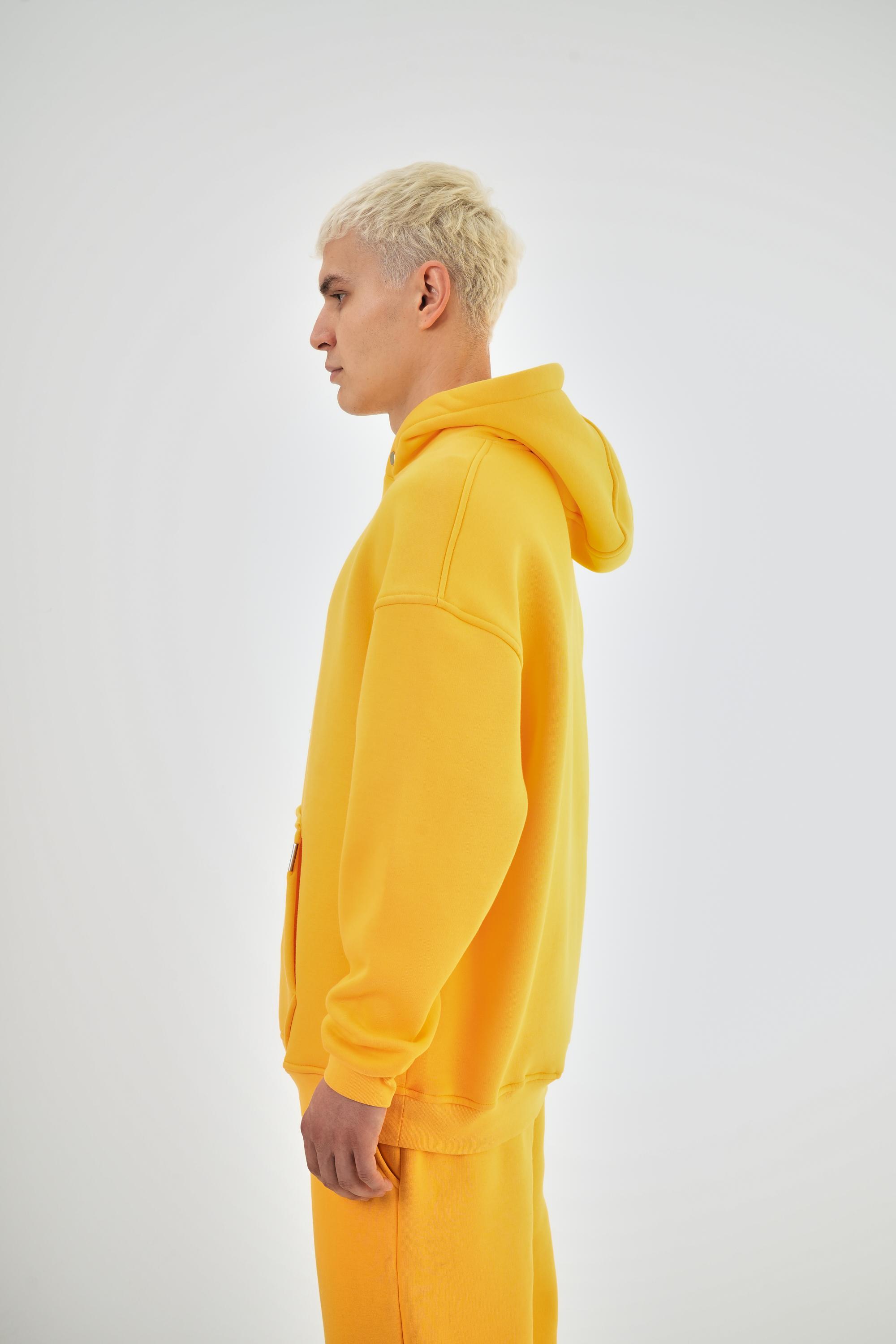 Erkek Oversize Basic Hoodie - Oranj