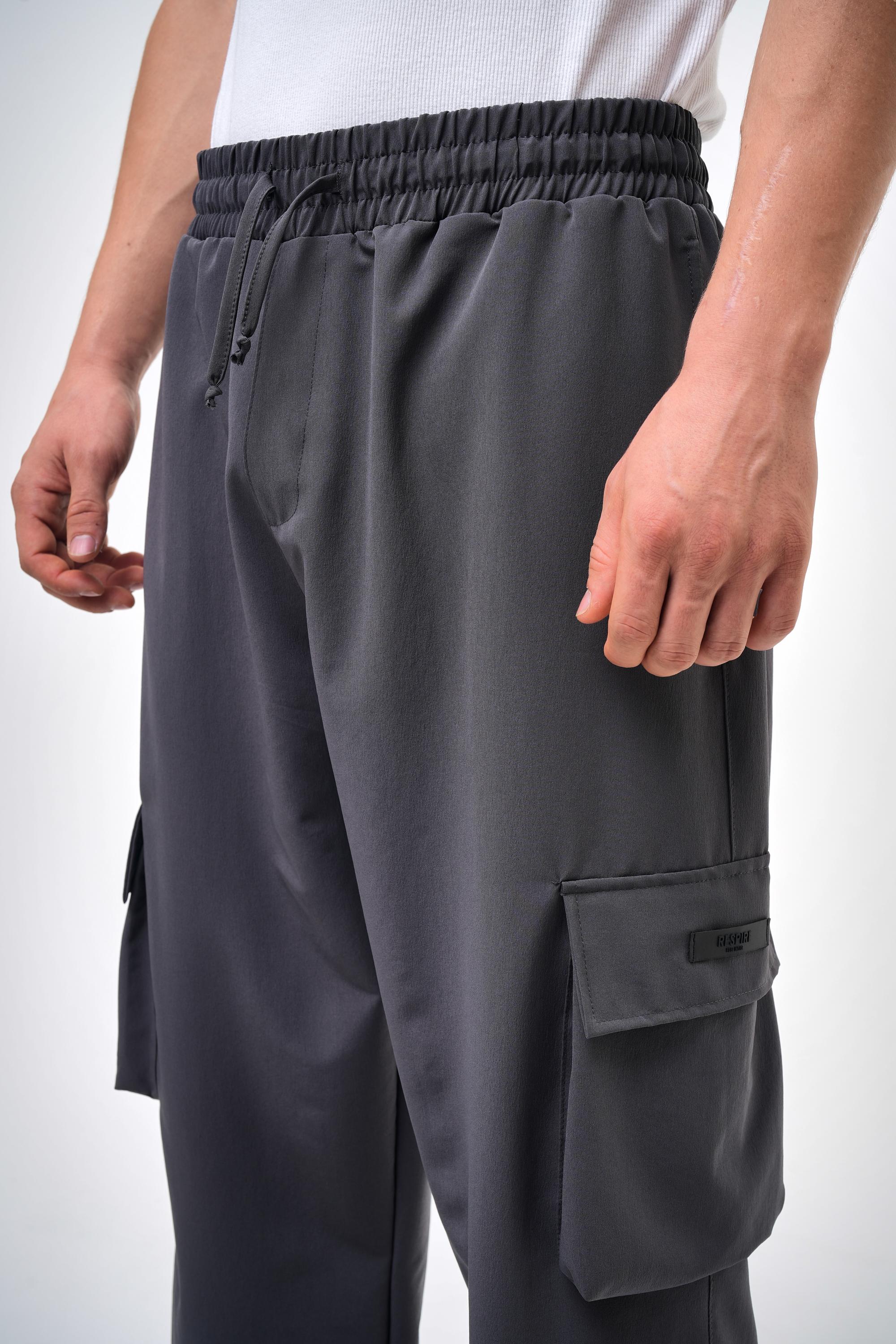 Paraşüt Baggy Kargo Cep Detaylı Pantolon - Füme