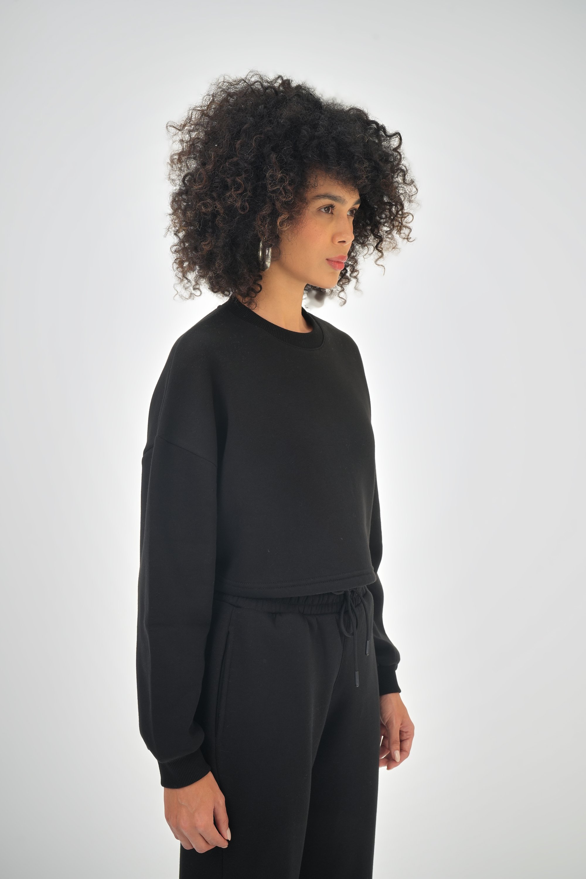 Kadın Basic Crop Sweatshirt