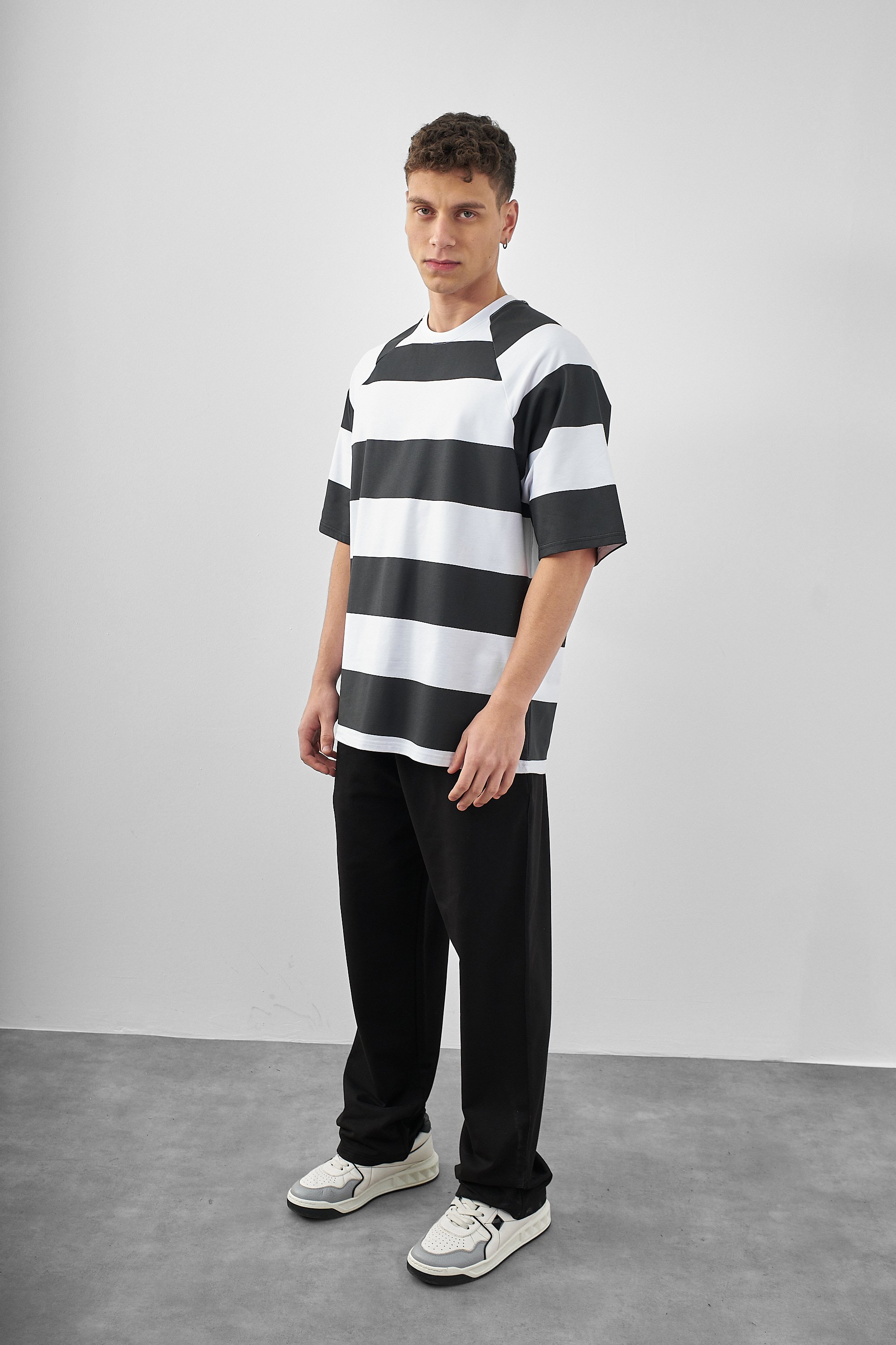 Respire Basic Çizgili Oversize T-Shirt