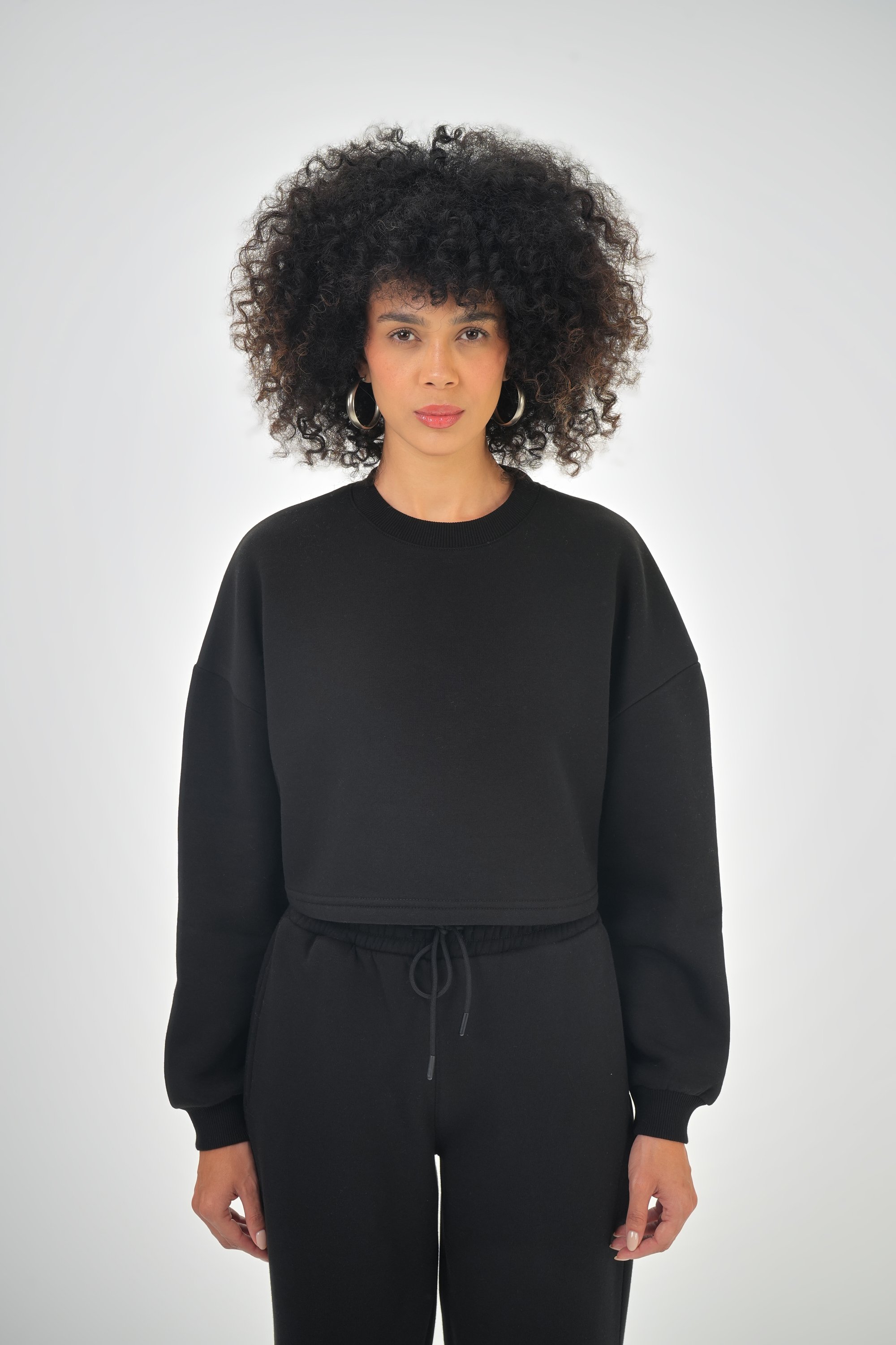 Kadın Basic Crop Sweatshirt