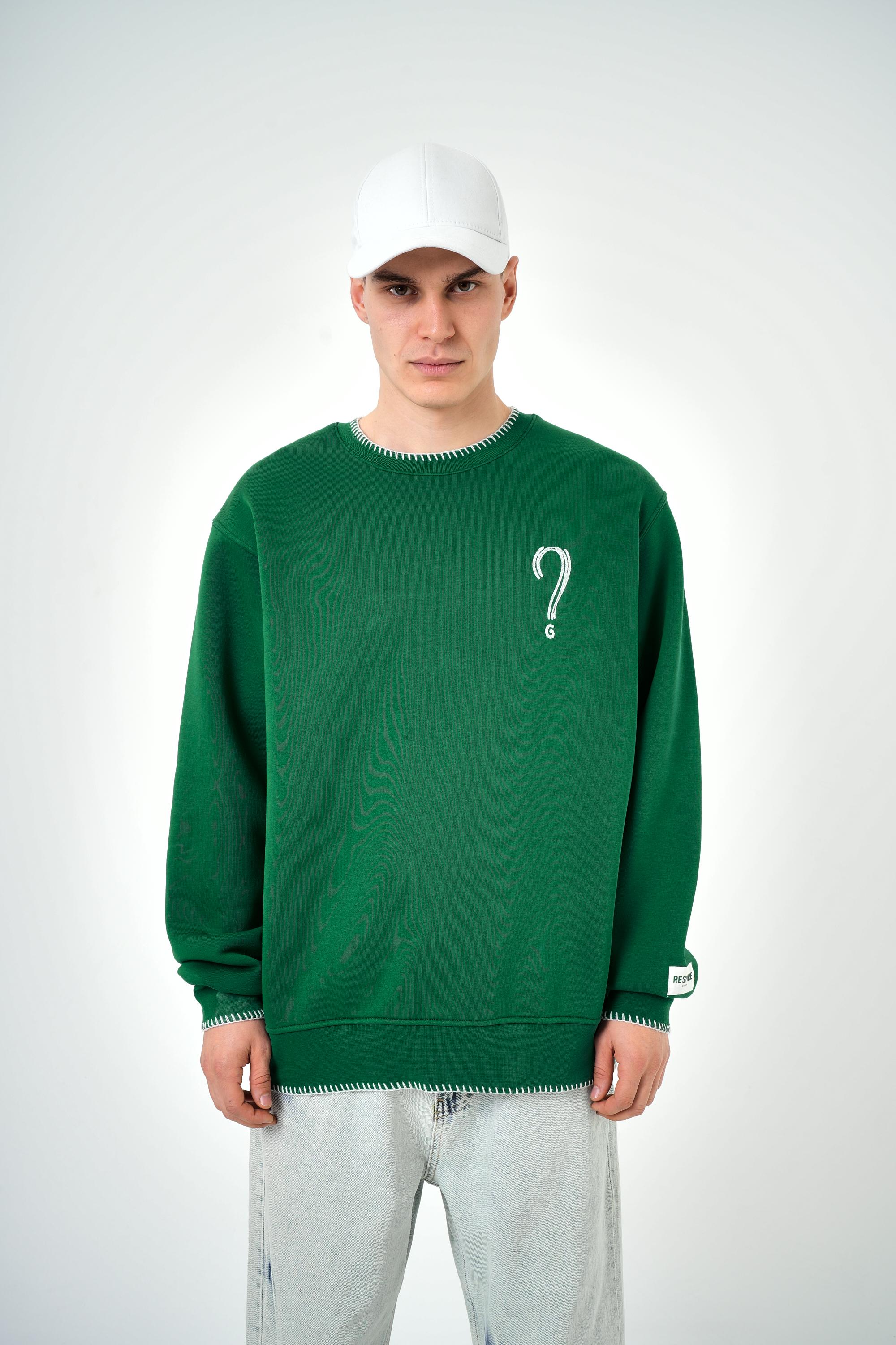 Erkek Oversize Unknown Nakışlı Sweatshirt - Nefti