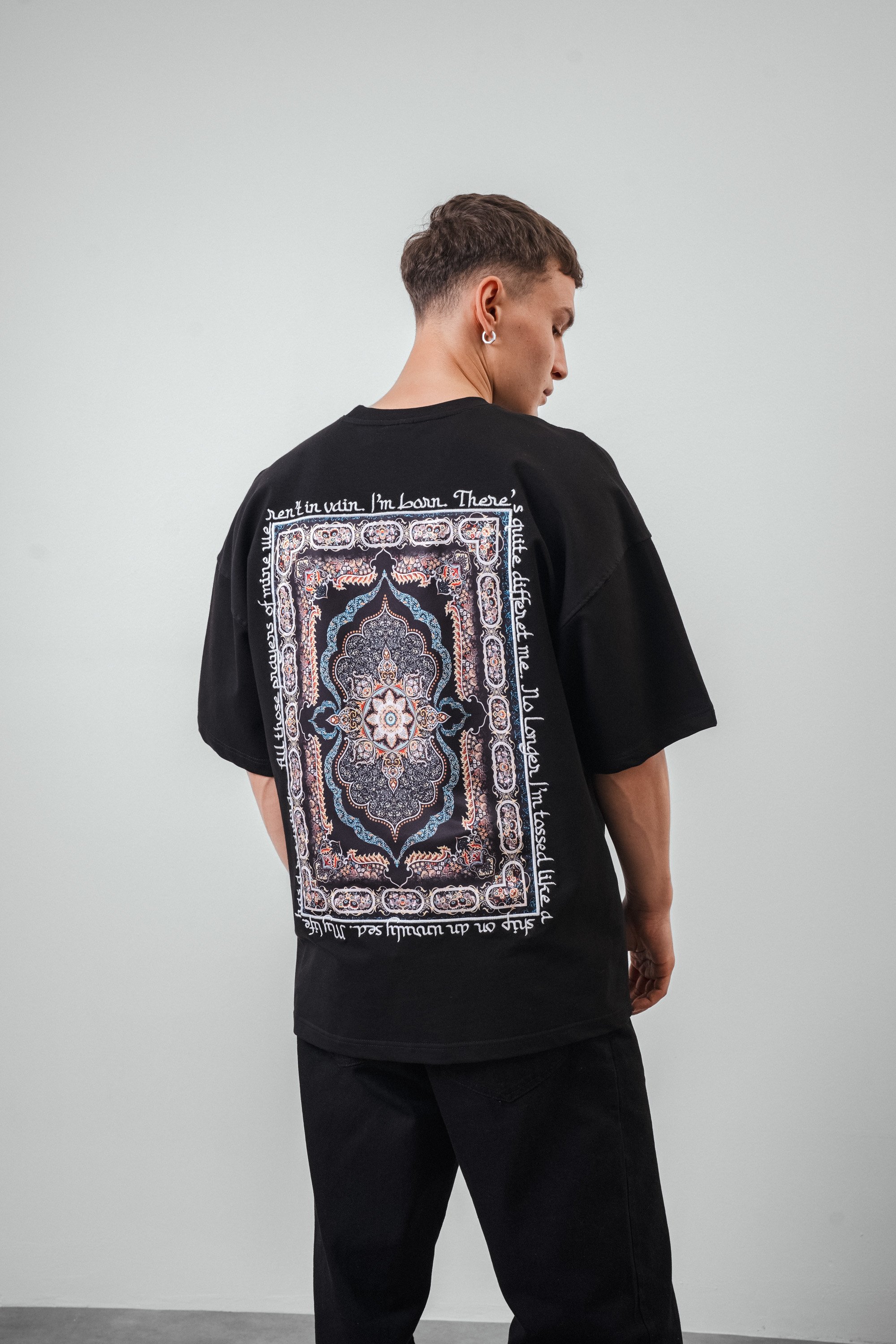 Respire Otantik Desenli Yazı Detaylı Oversize T-Shirt