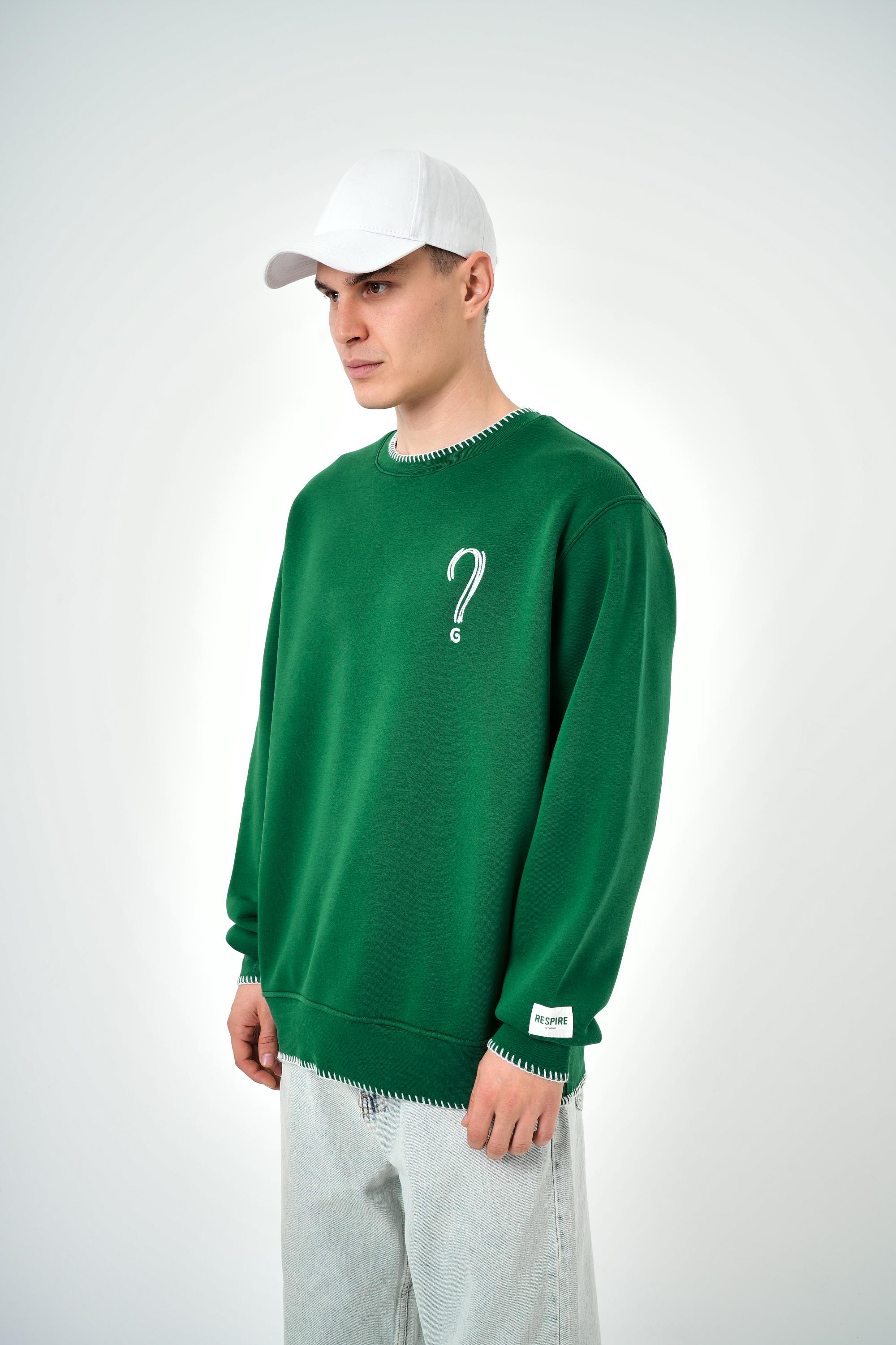 Erkek Oversize Unknown Nakışlı Sweatshirt - Nefti