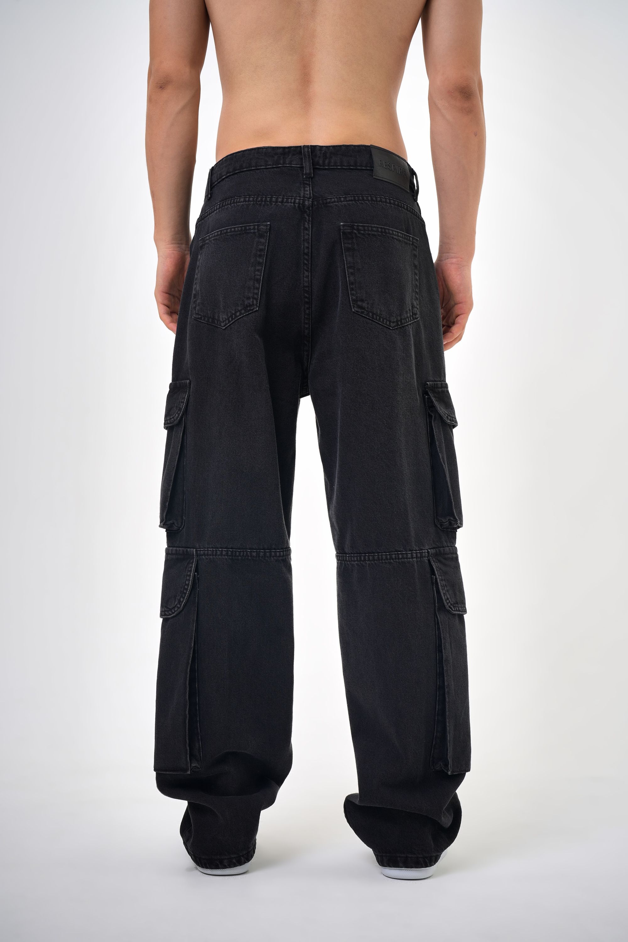 Erkek Washed Kargo Baggy Pantolon - Siyah