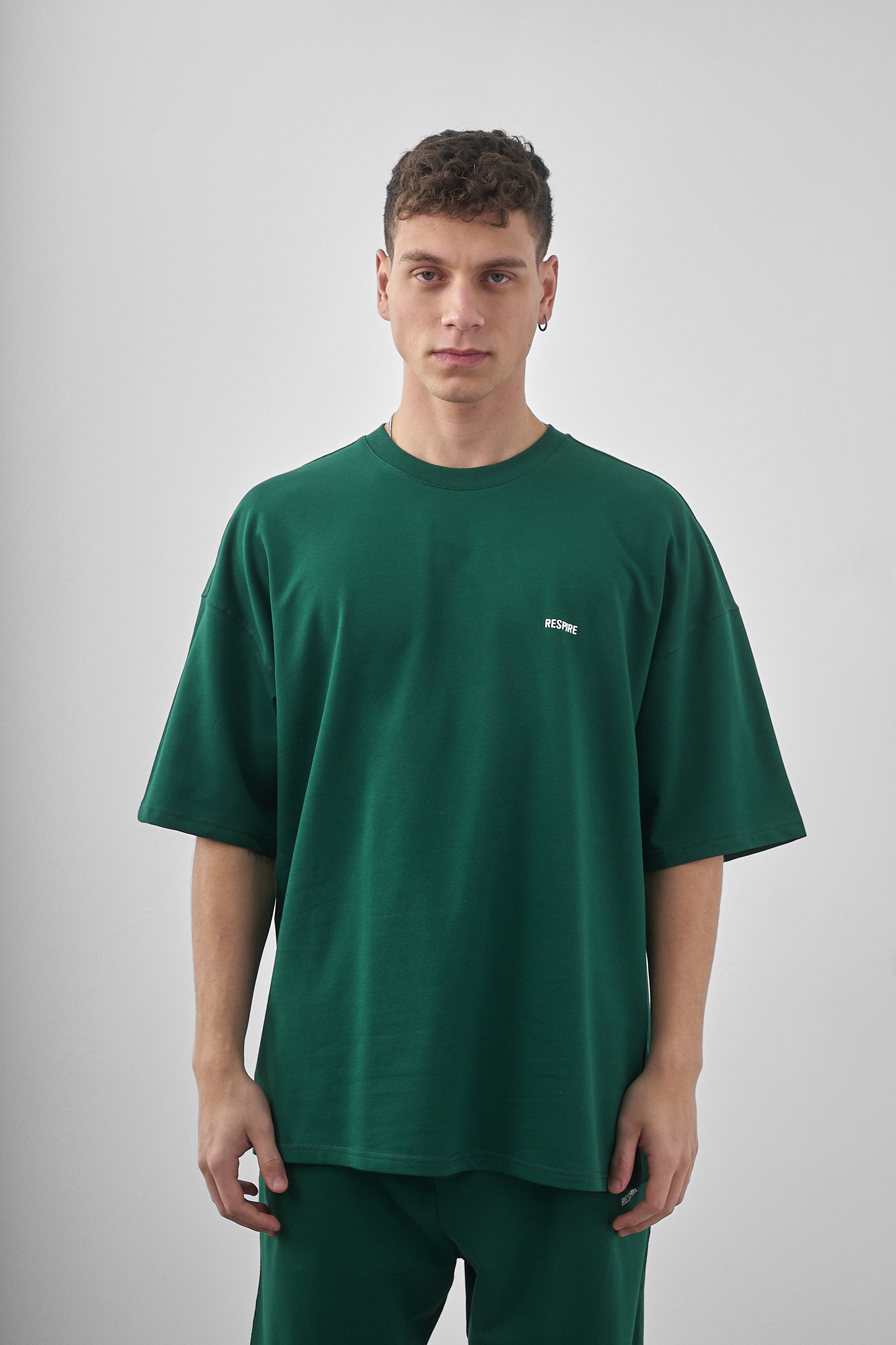 Respire Yazılı Oversize T-Shirt - Nefti