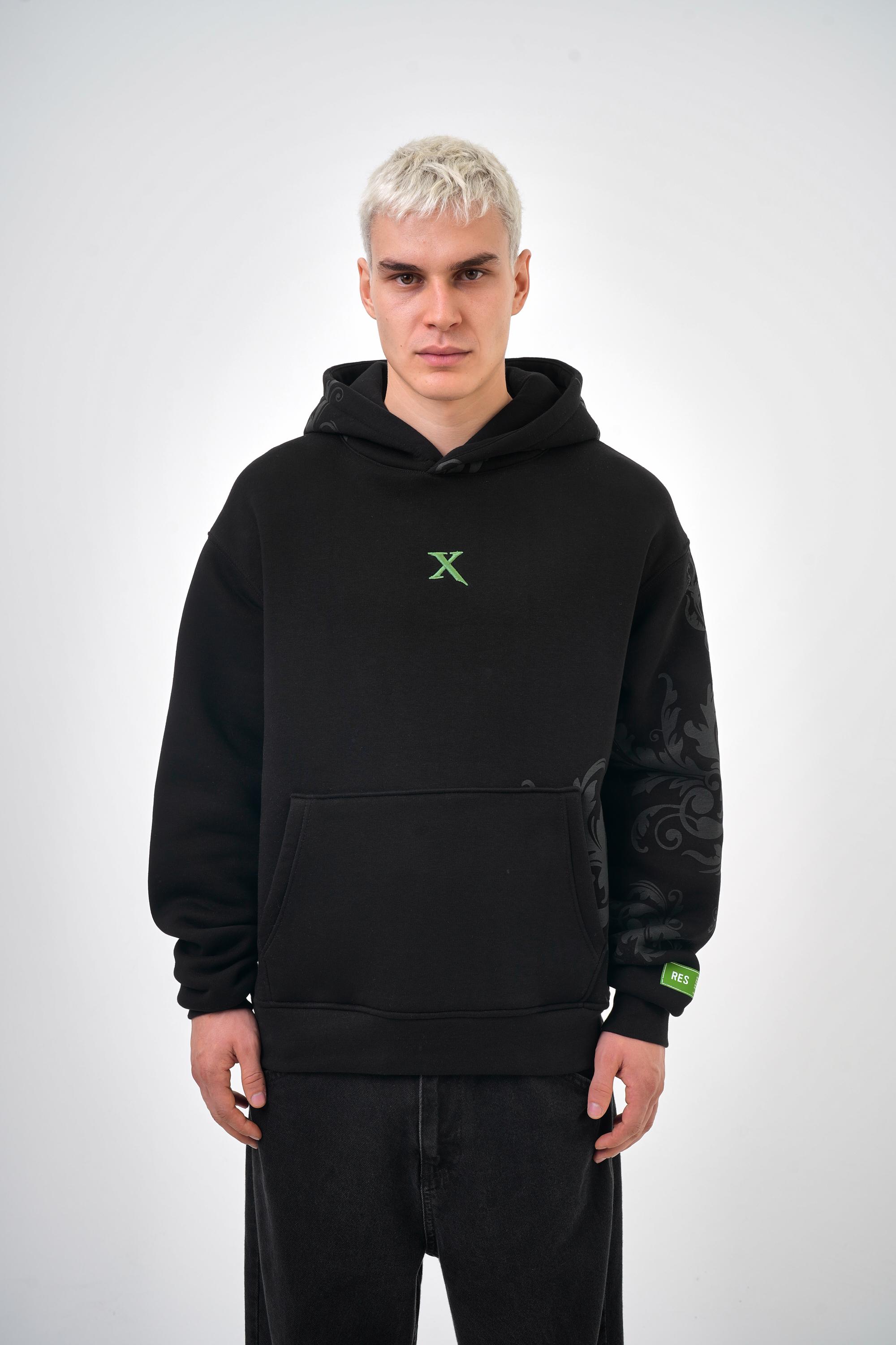 Erkek Oversize Don't Like Basic Baskılı Hoodie - Siyah