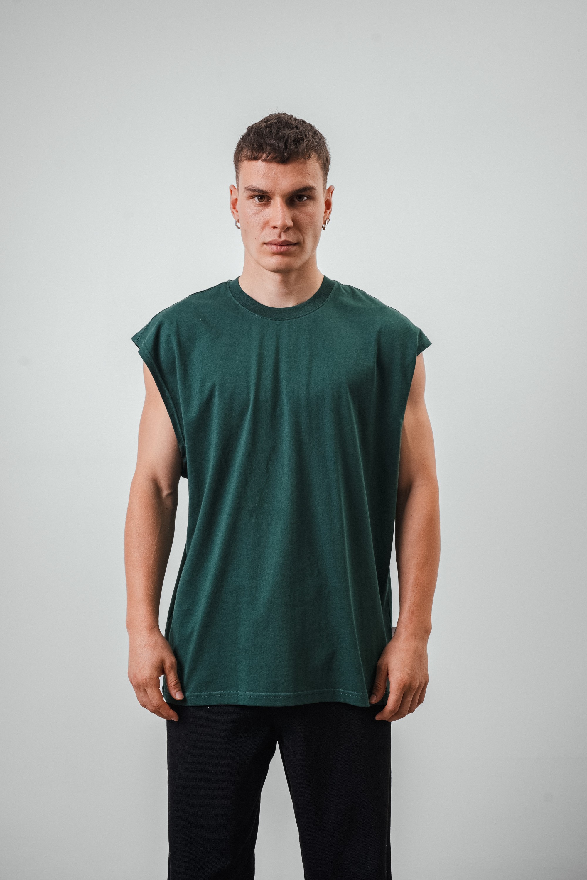 Respire Basic Oversize Sıfır Kol T-Shirt - Nefti