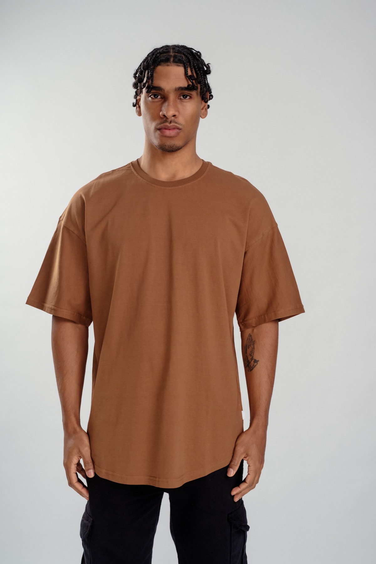 Respire Basic Oval Kesim Oversize T-Shirt - Kahve