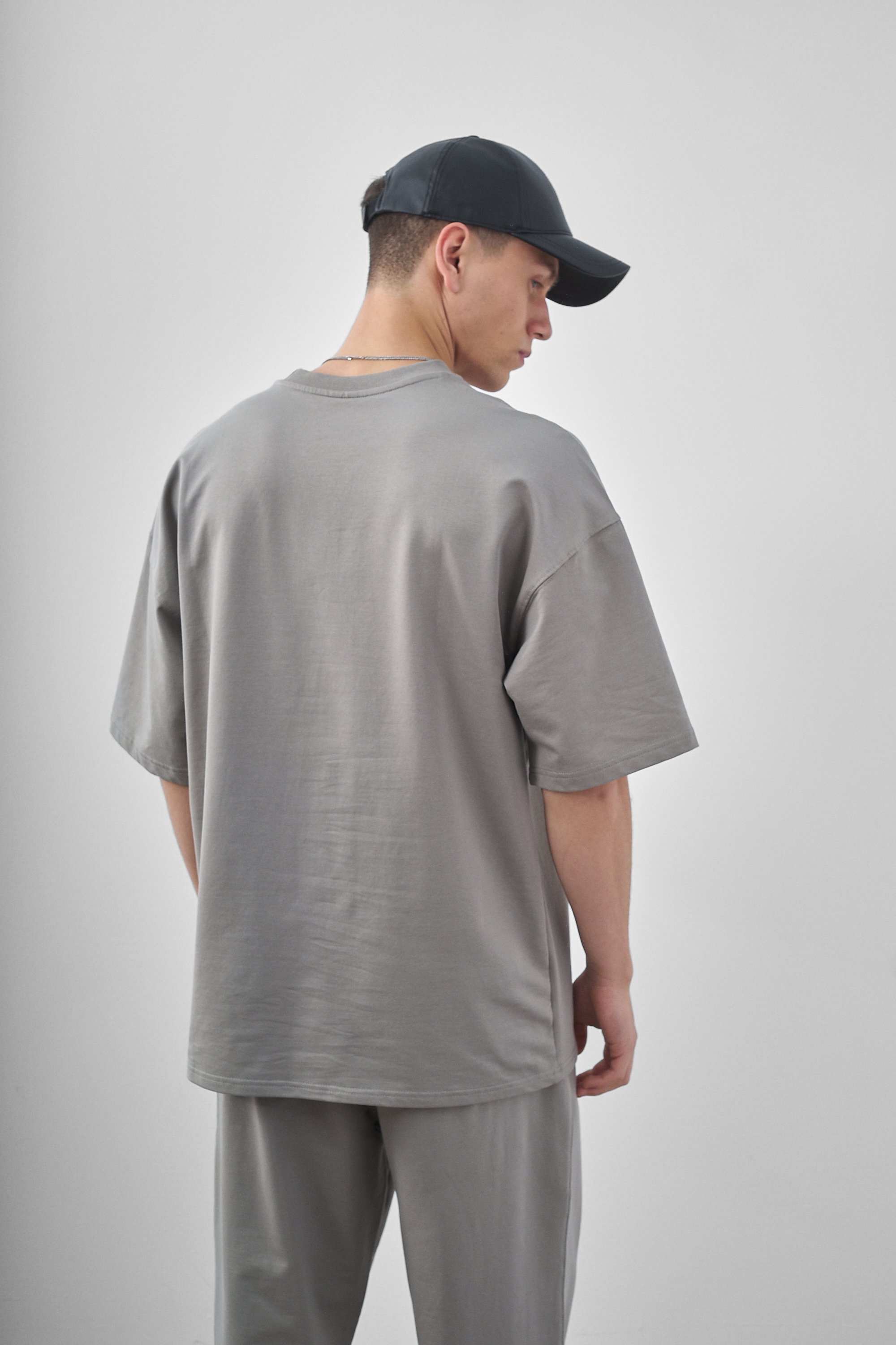 Respire Yazılı Oversize T-Shirt - Gri