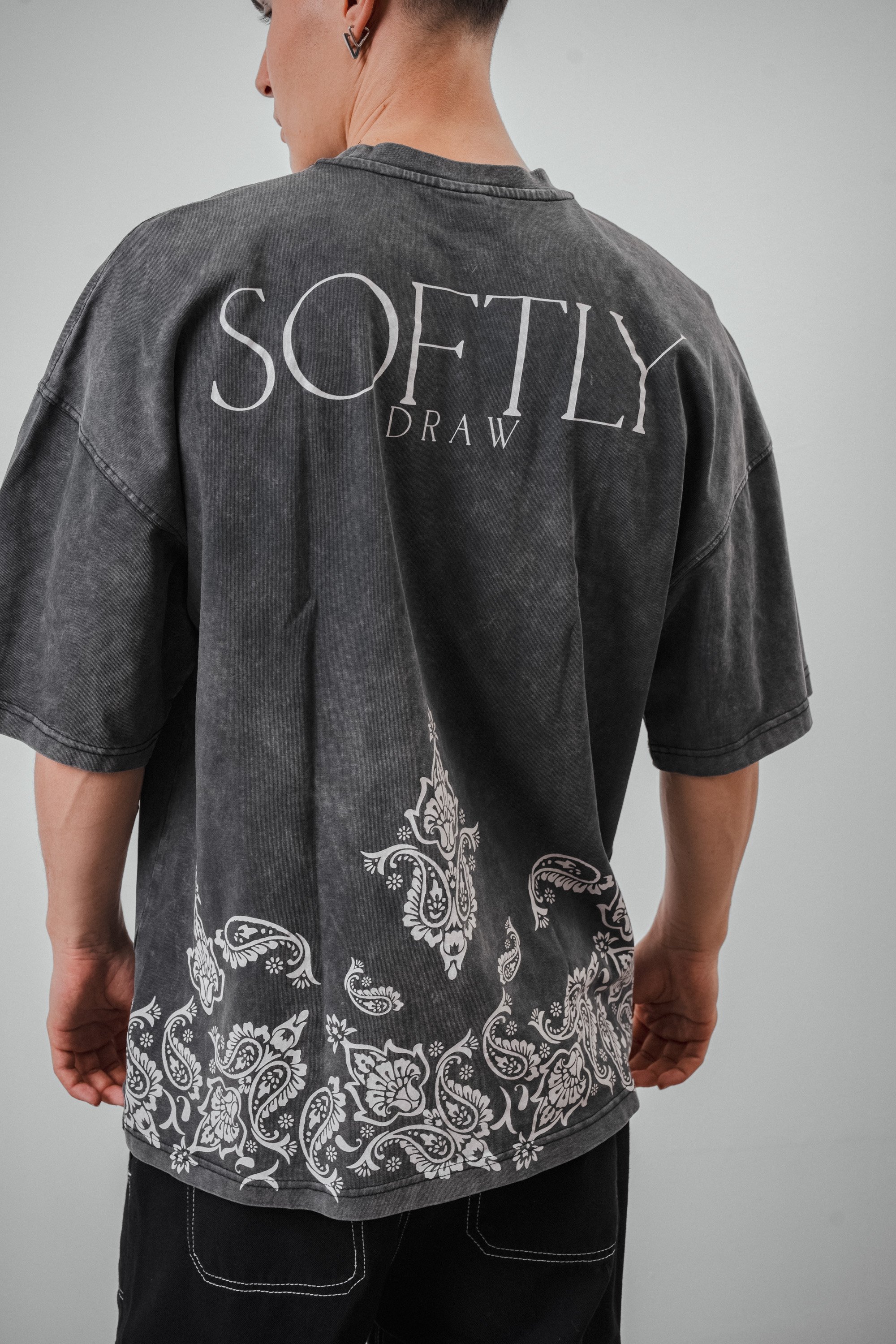 Respire Softly Yıkamalı Oversize T-Shirt - Siyah