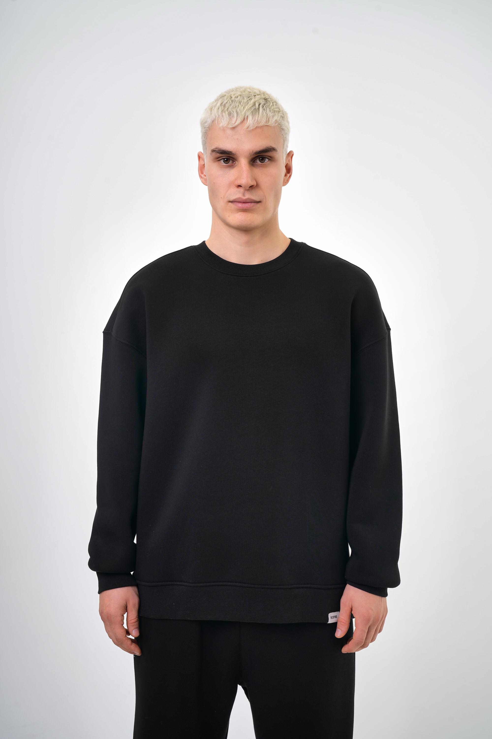 Bisiklet Yaka Basic Oversize Sweatshirt - Siyah