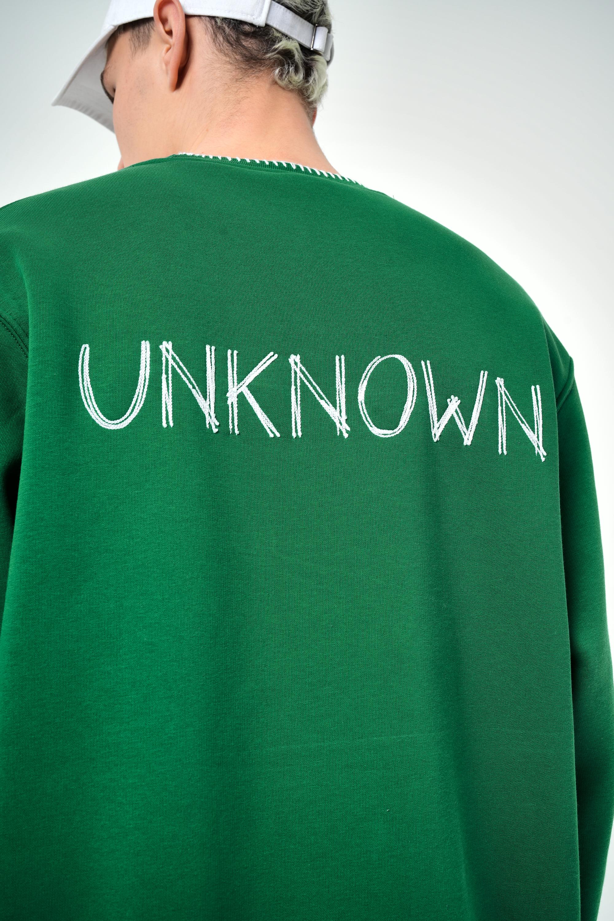 Erkek Oversize Unknown Nakışlı Sweatshirt - Nefti