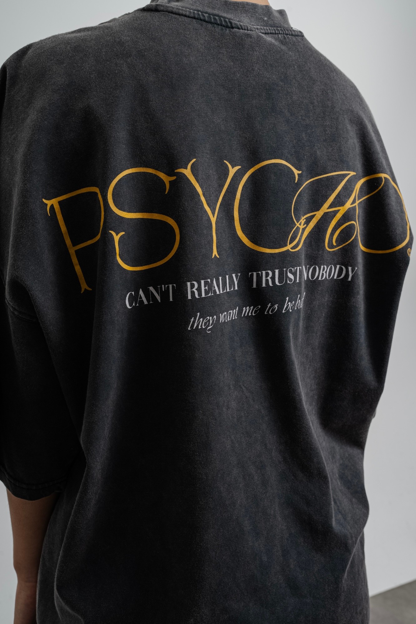 Respire Psycho Baskılı Yıkamalı Oversize T-Shirt