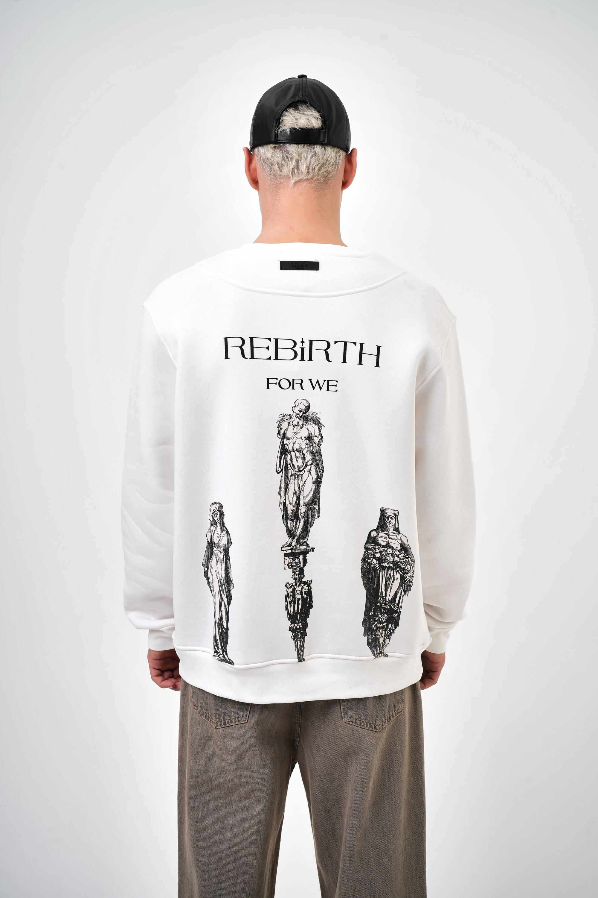 Rebirth For We Yazılı Oversize Sweatshirt