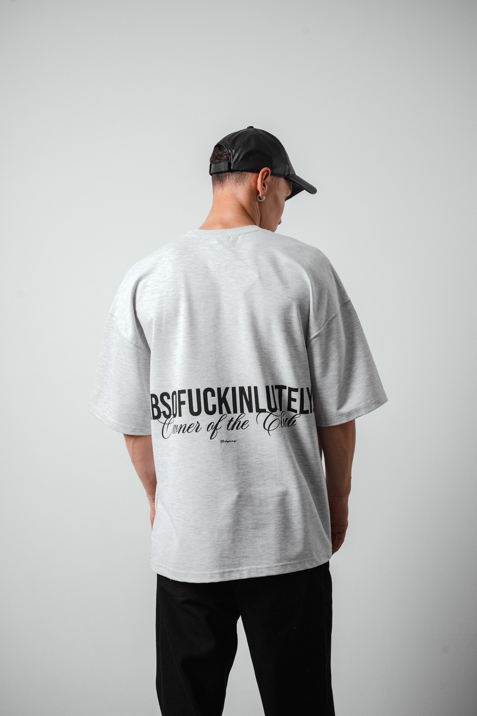 Respire Absofuckinlutely Baskılı Oversize T-Shirt - Gri