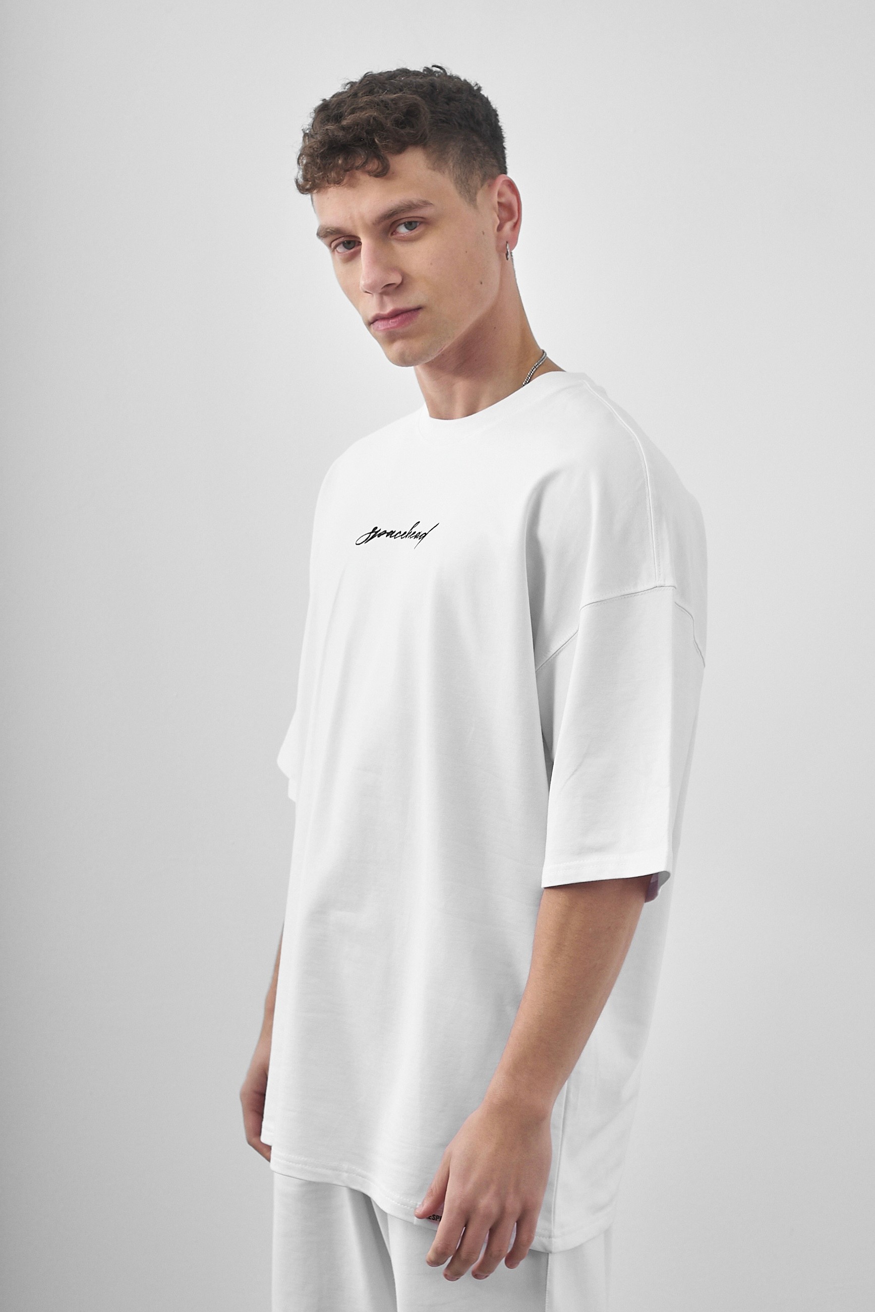 Respire Spacehead Baskılı Oversize T-Shirt - Beyaz