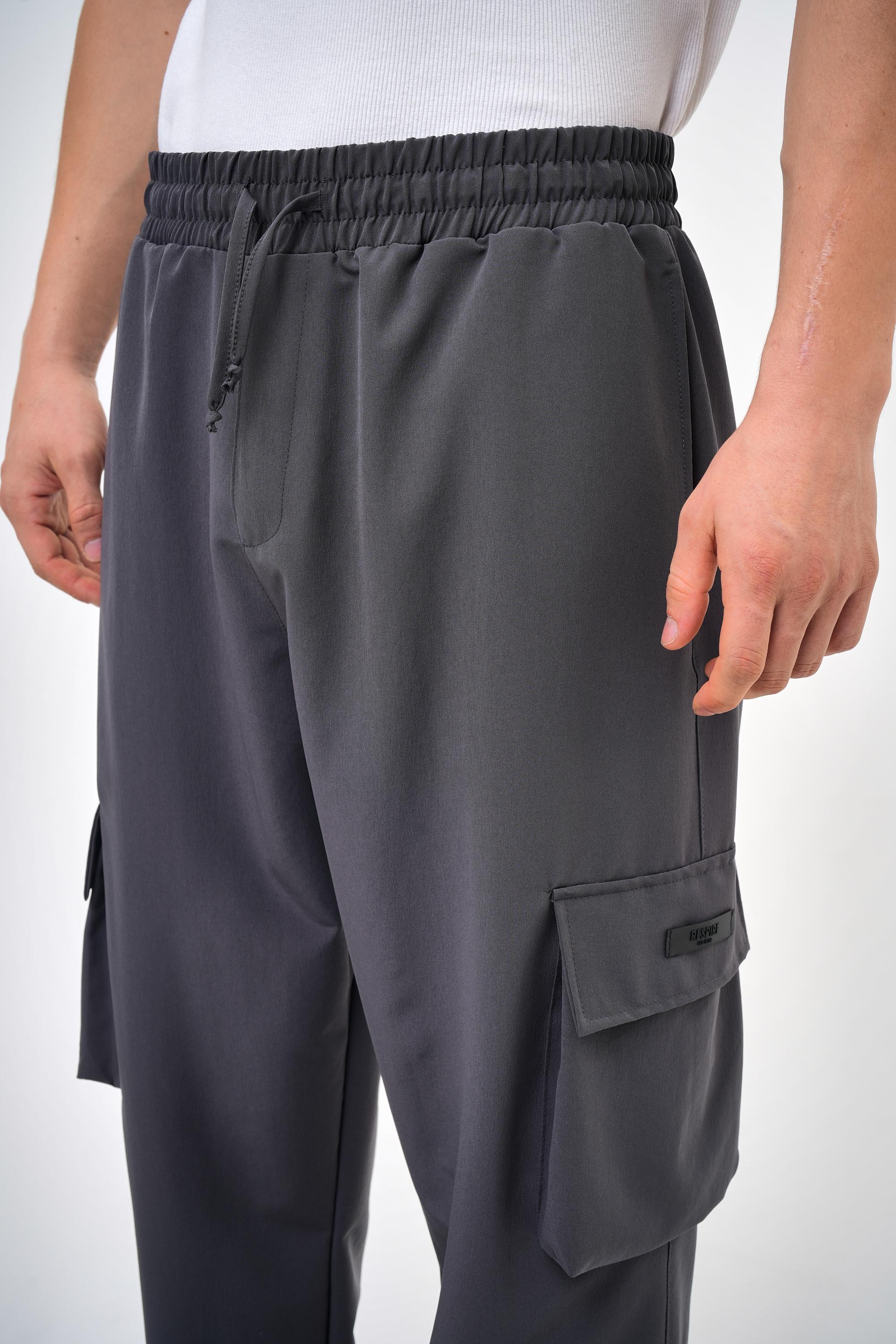 Paraşüt Baggy Kargo Cep Detaylı Pantolon - Füme