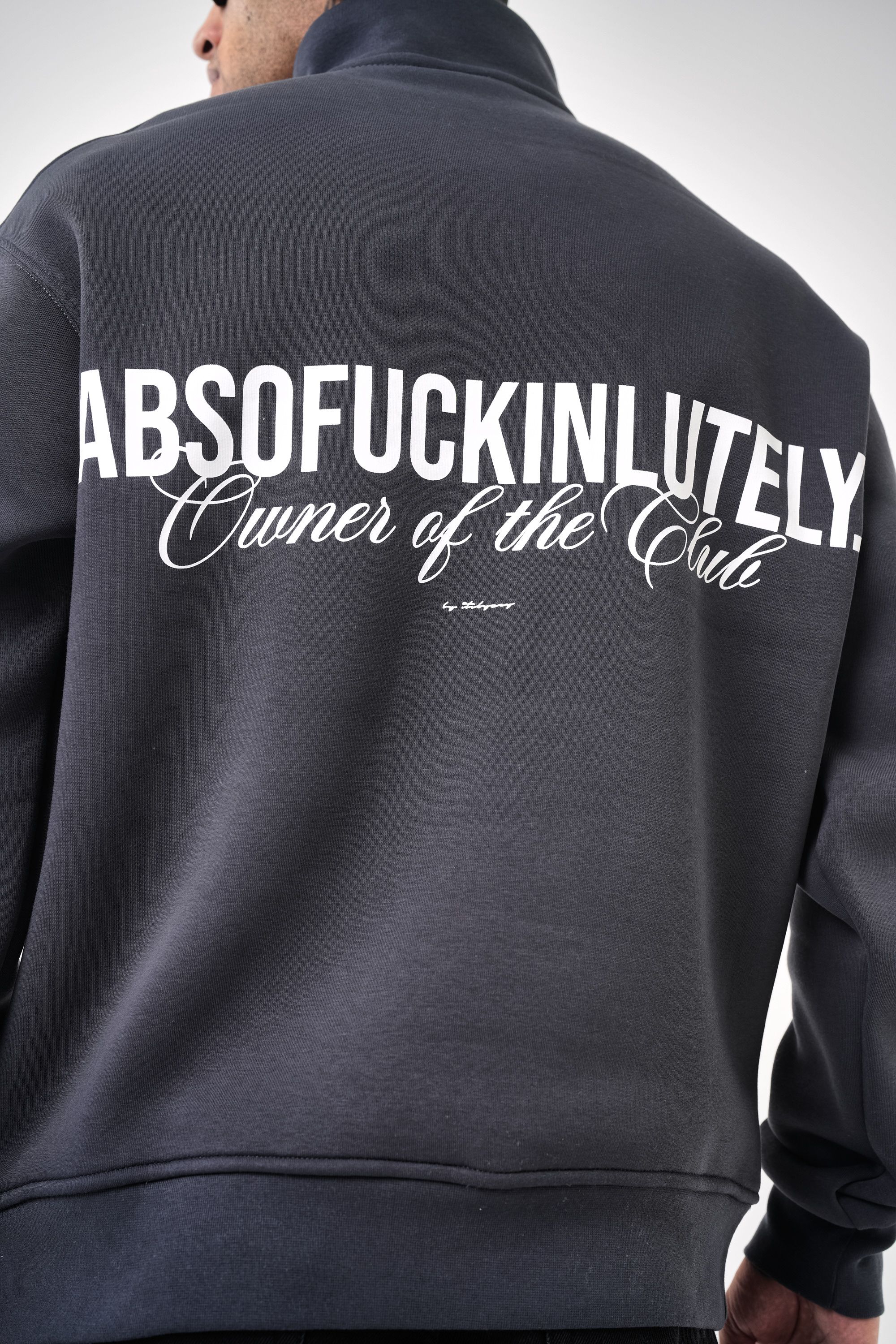 Erkek Yarım Fermuarlı Absofuckinlutely Baskılı Sweatshirt