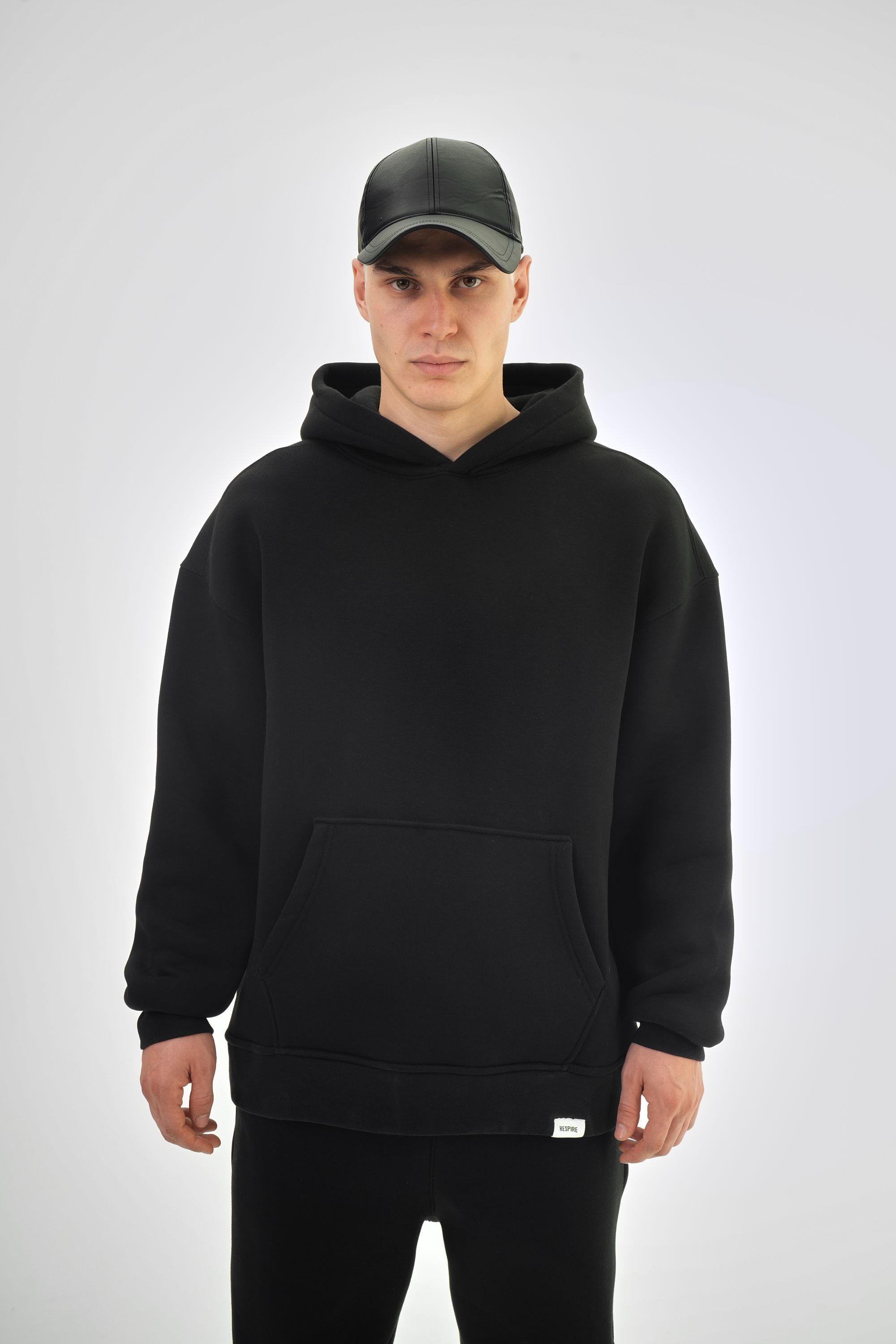 Kapüşonlu Basic Oversize Hoodie - Siyah