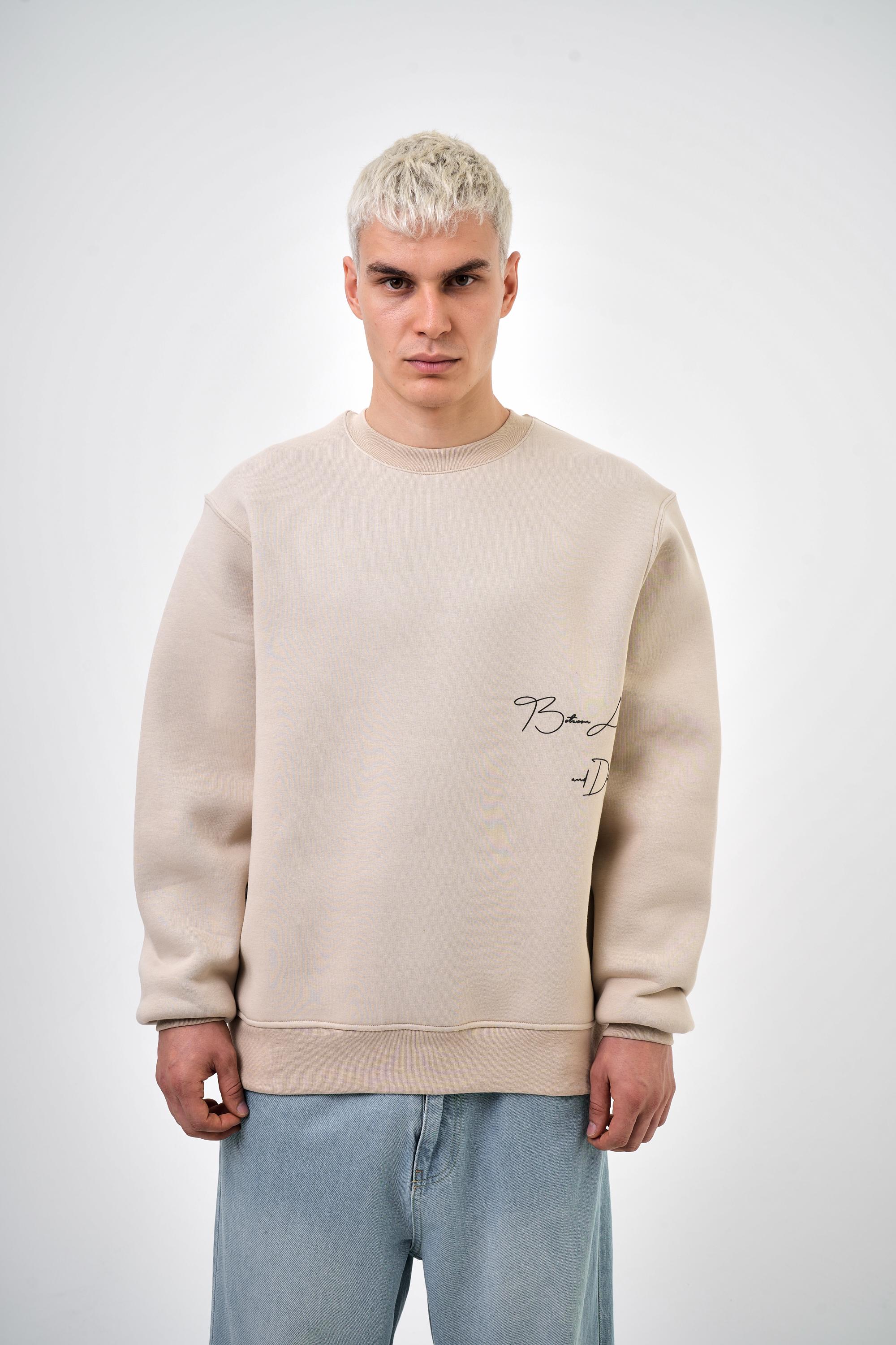 Erkek Oversize Baskılı Sweatshirt - S