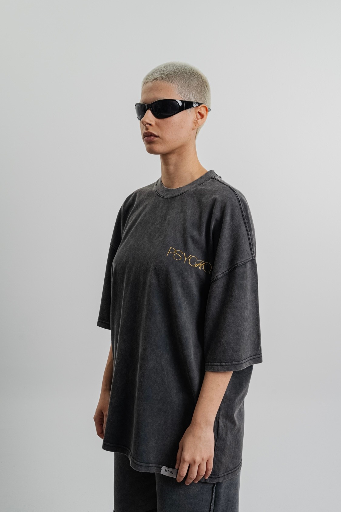 Respire Psycho Baskılı Yıkamalı Oversize T-Shirt