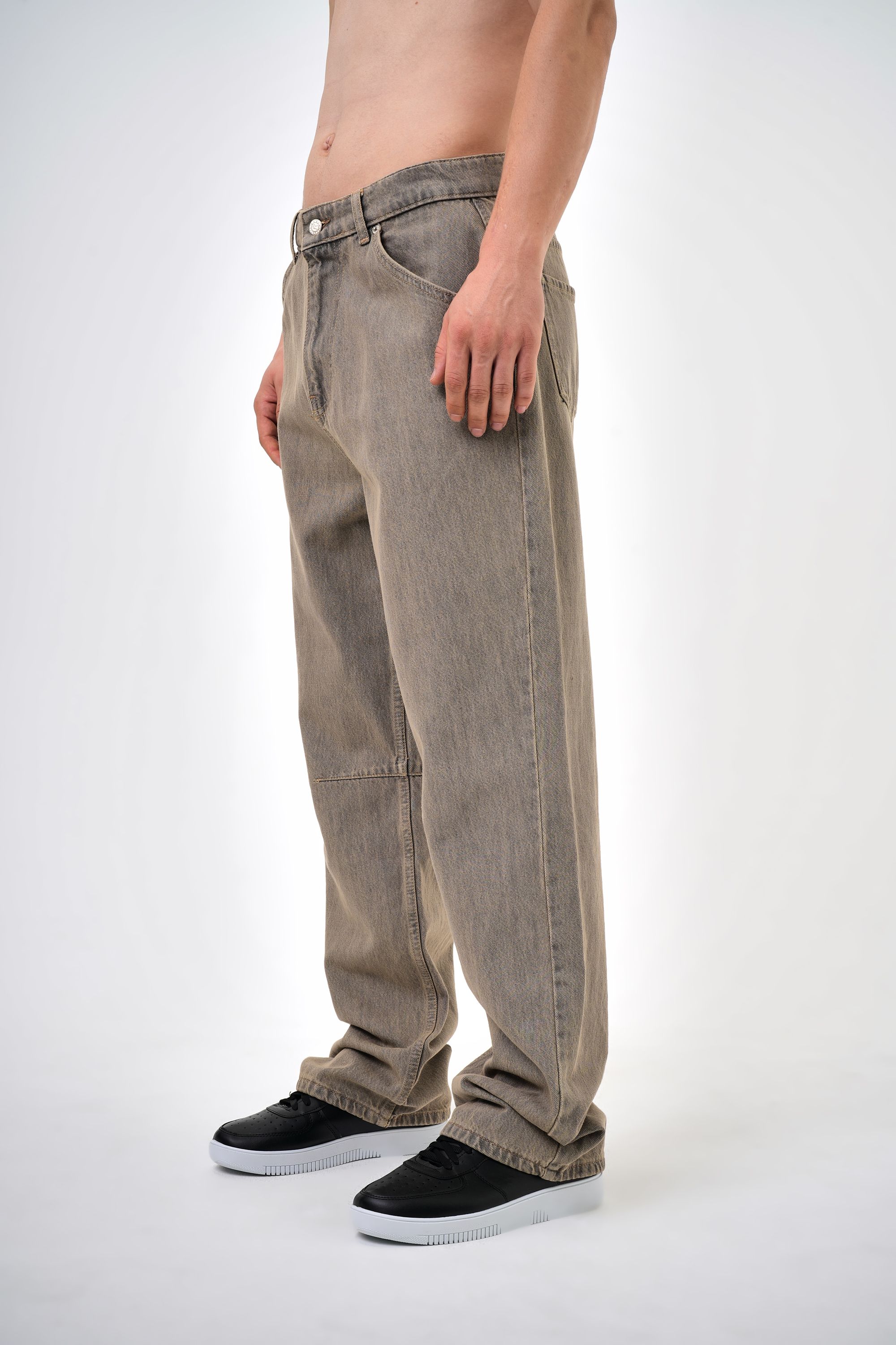 Erkek Washed Baggy Pantolon - Gri