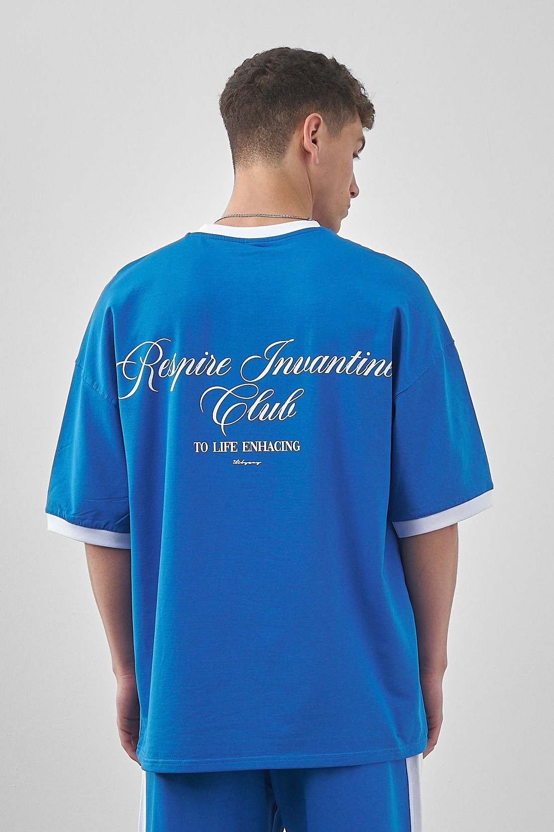 Respire Club Baskılı Oversize T-Shirt - Mavi