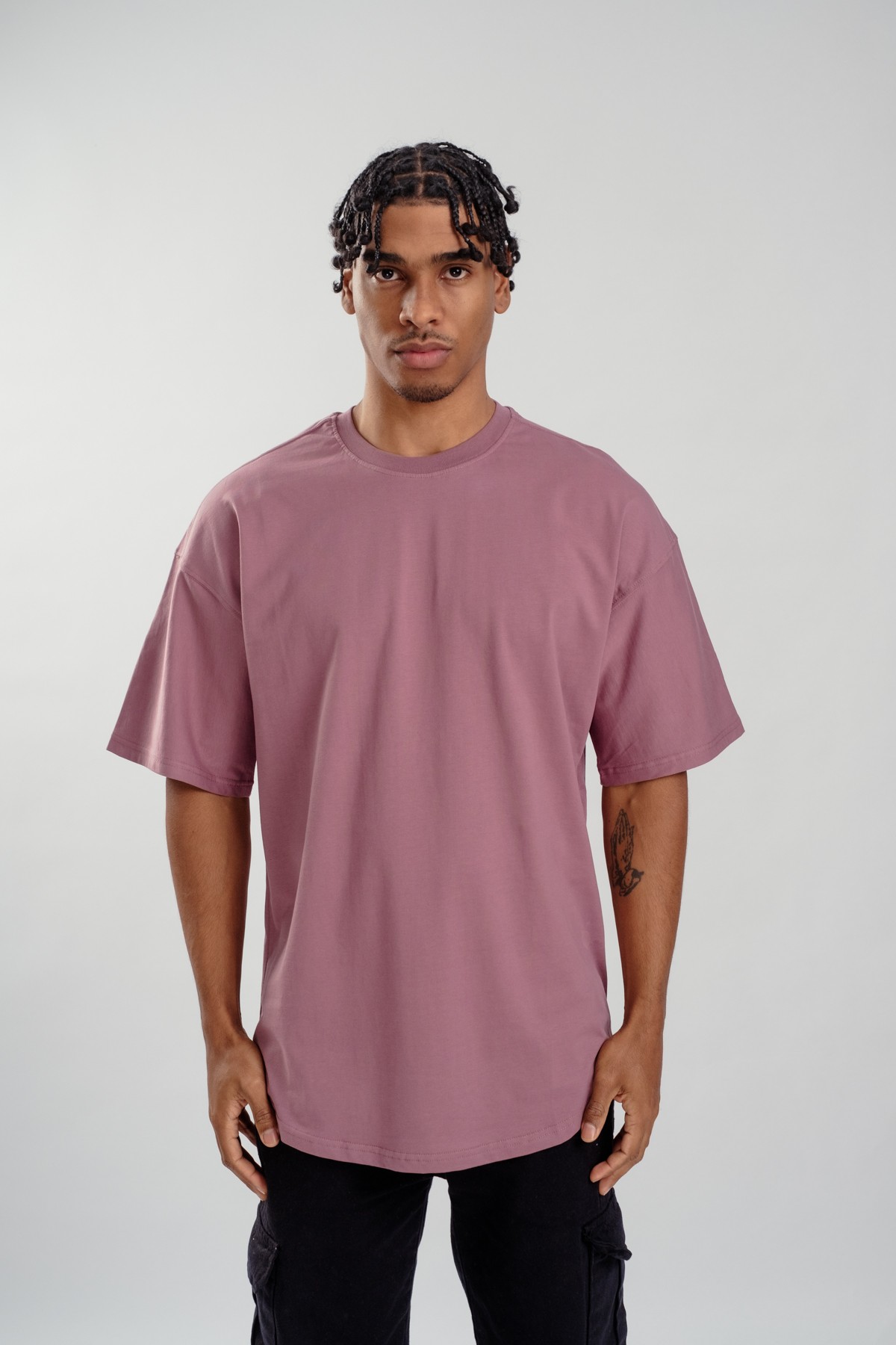 Respire Basic Oval Kesim Oversize T-Shirt - Mürdüm