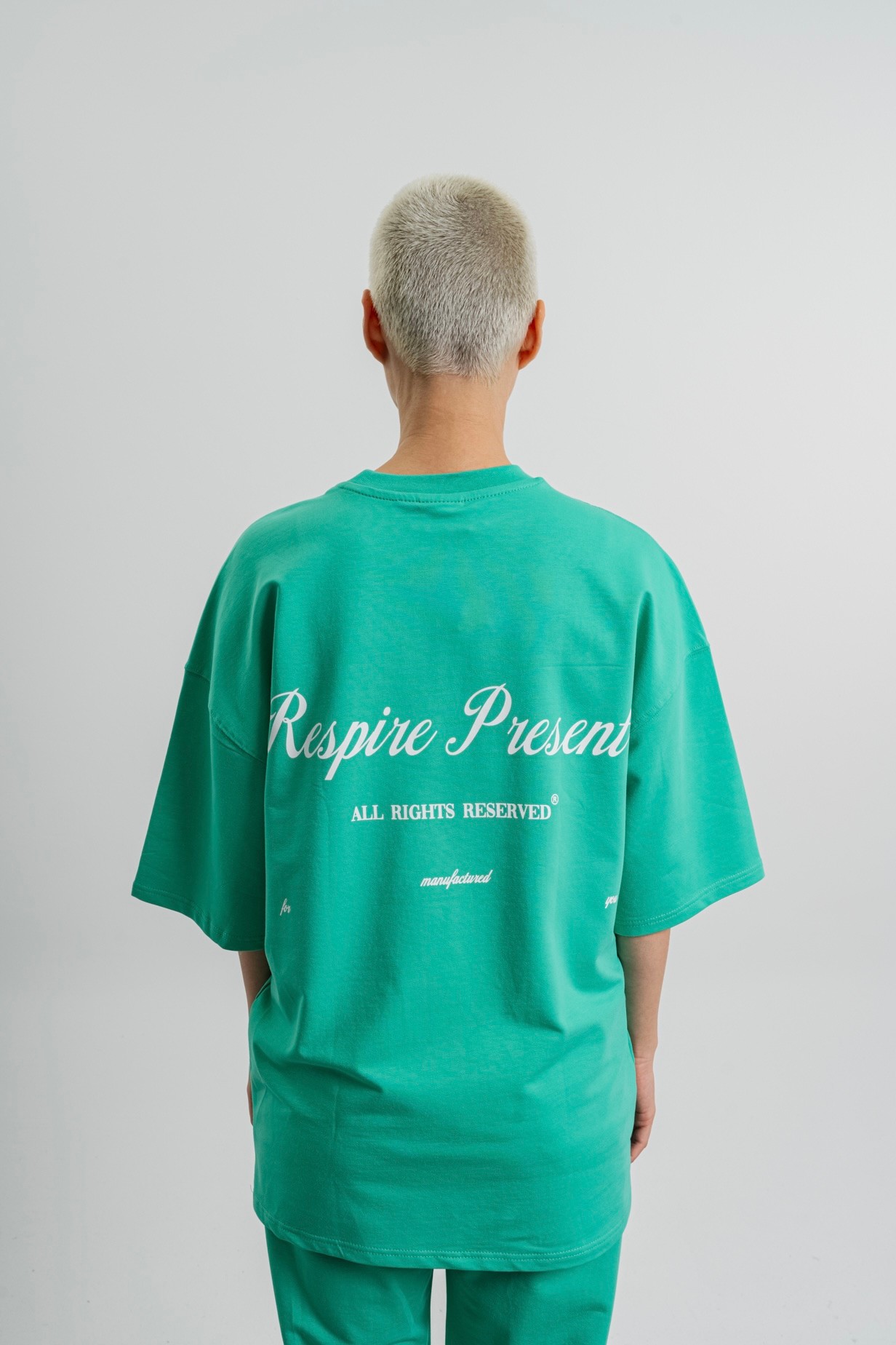 Respire Present Baskılı Oversize T-Shirt - Yeşil