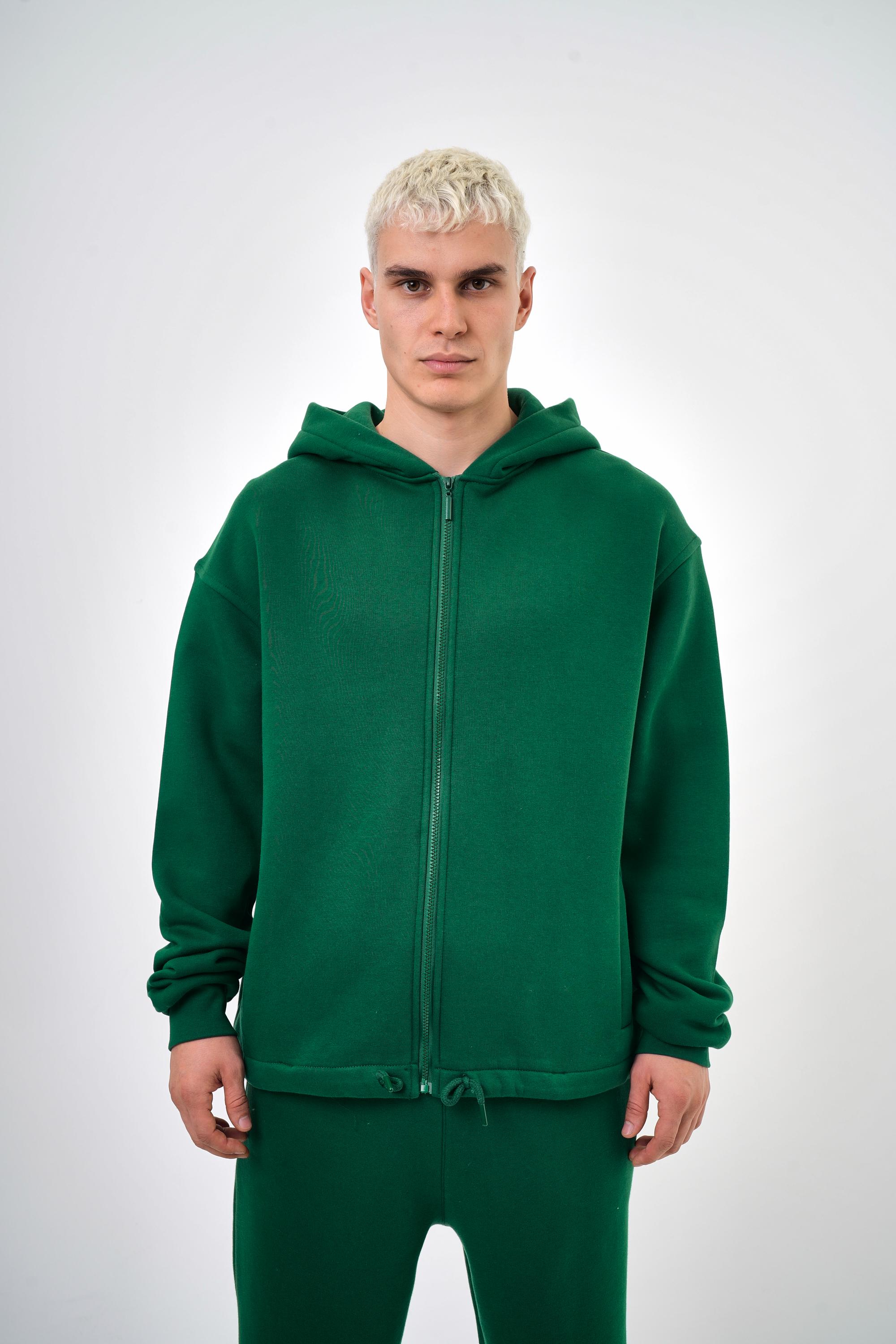 Kapüşonlu Basic Basic Zip Oversize Hoodie - Nefti