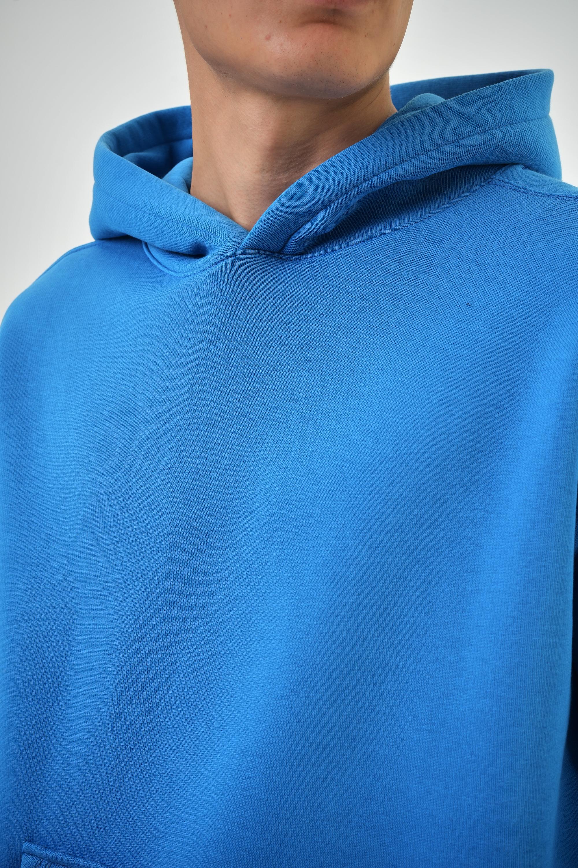 Erkek Oversize Basic Hoodie - Mavi