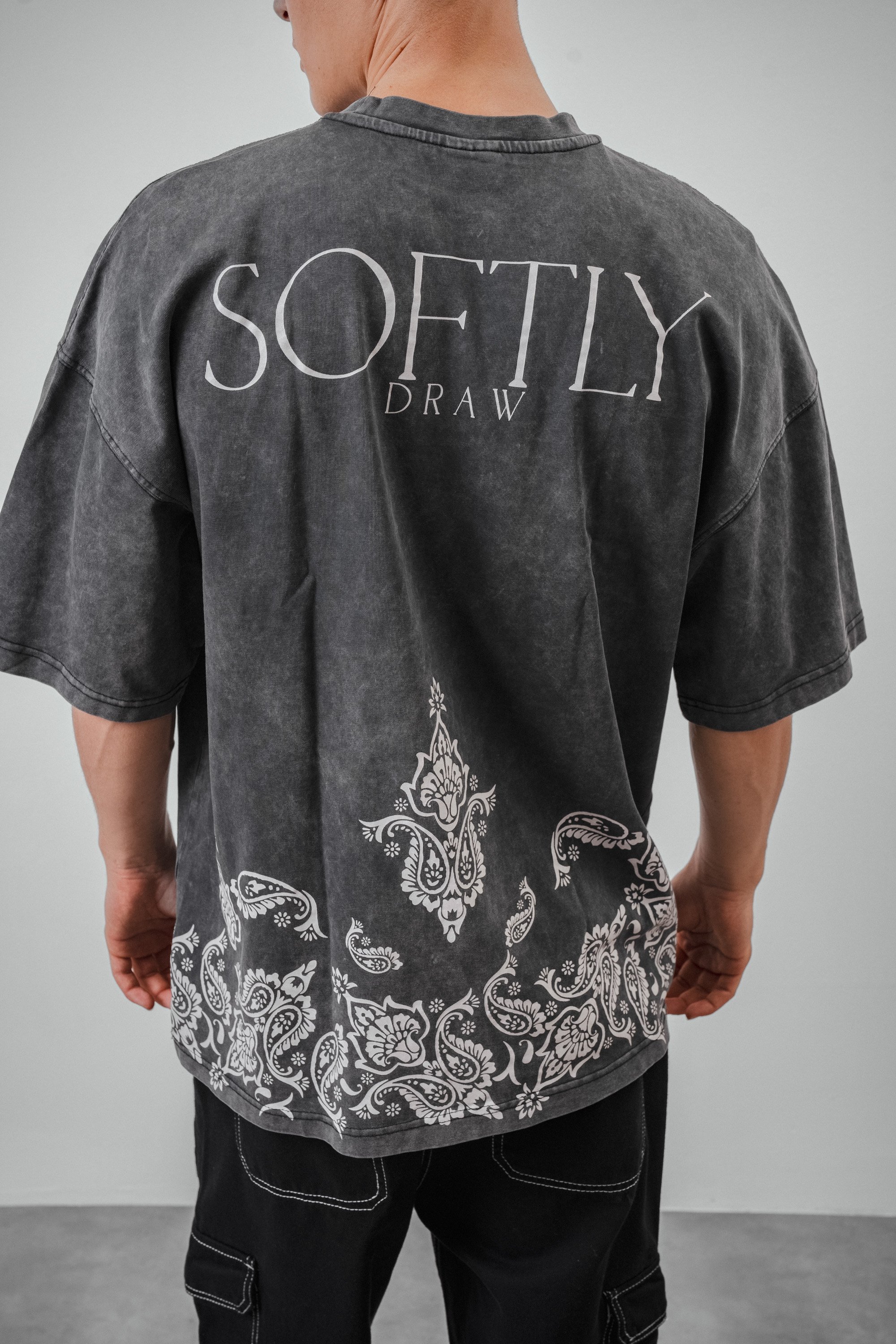 Respire Softly Yıkamalı Oversize T-Shirt - Siyah