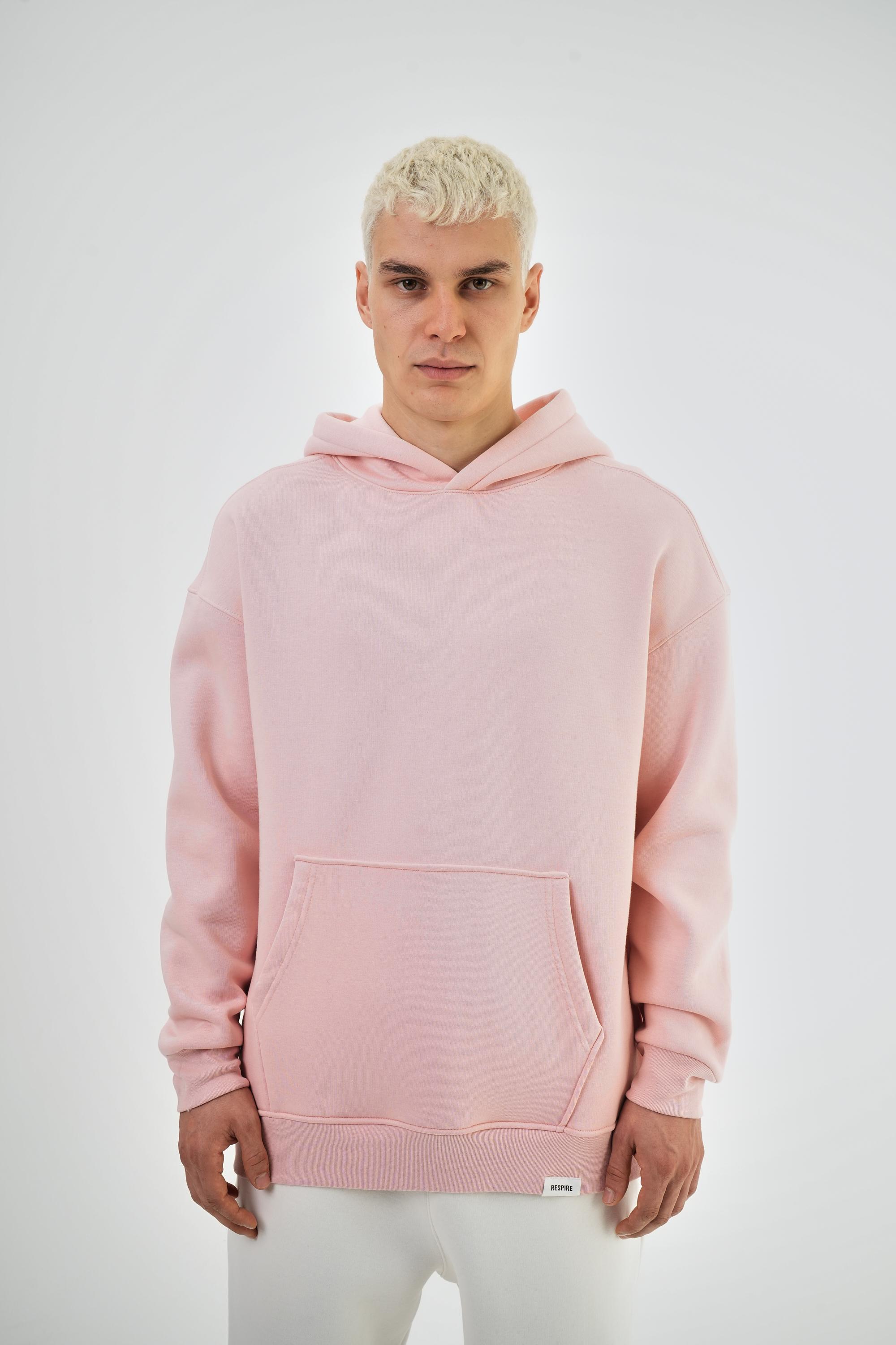 Kapüşonlu Basic Oversize Hoodie - Pembe