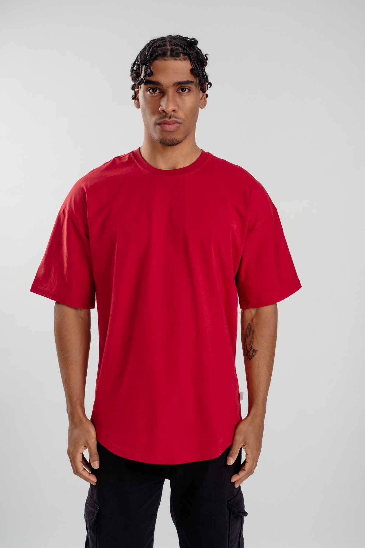 Respire Basic Oval Kesim Oversize T-Shirt - Bordo