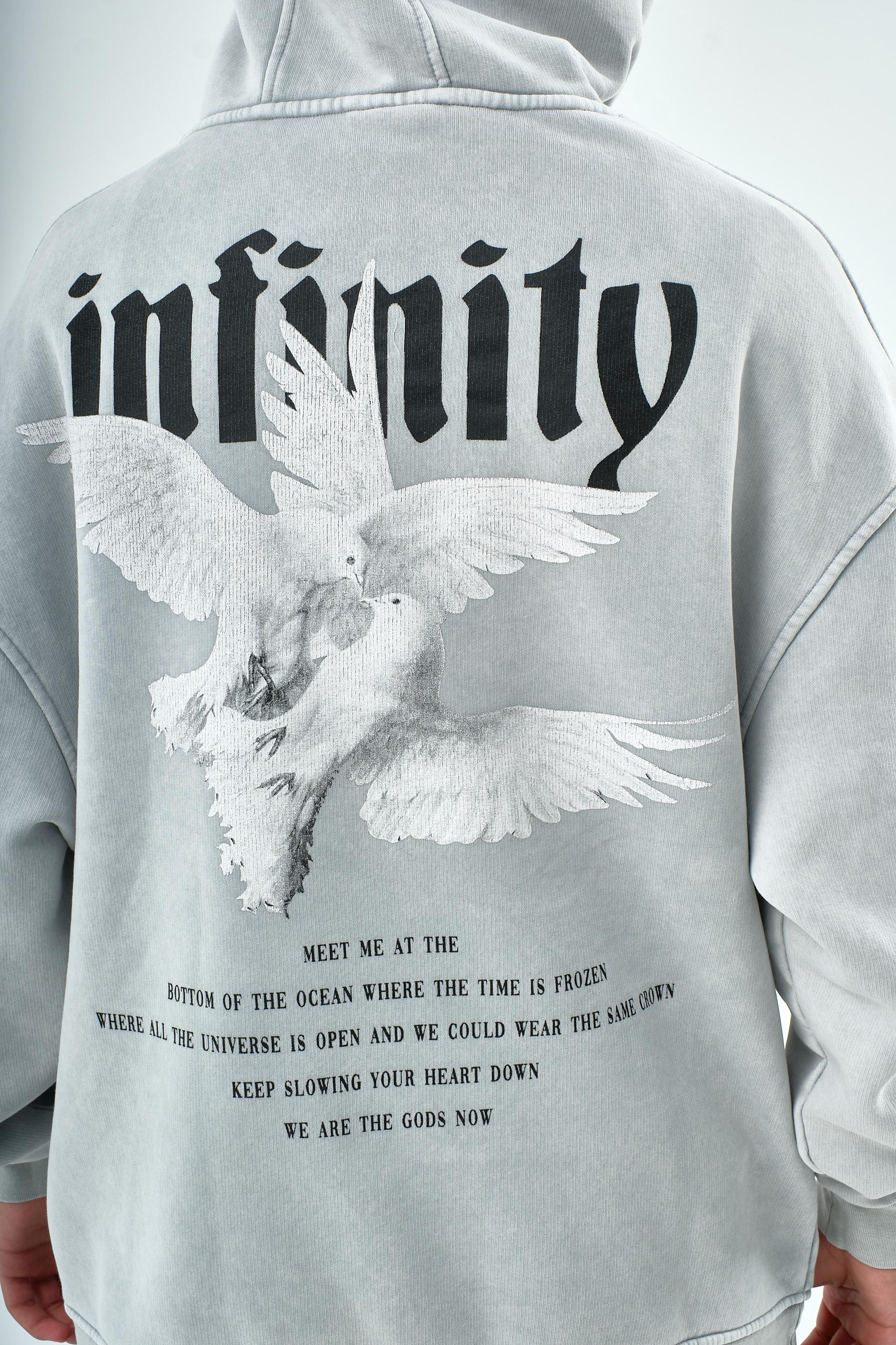 Infinity Baskılı ve Kapüşonlu Sweatshirt