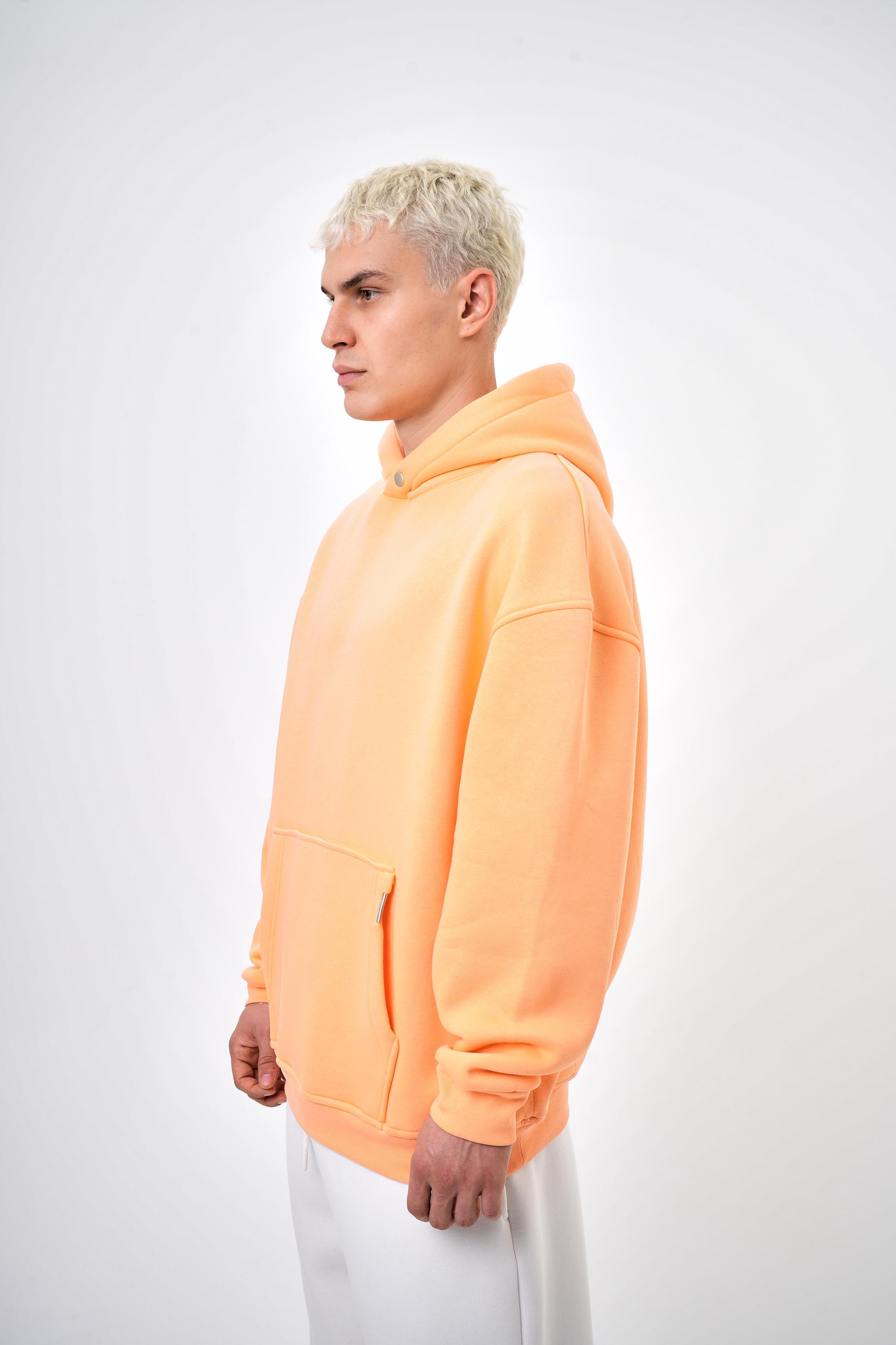 Erkek Oversize Basic Hoodie - Şeftali