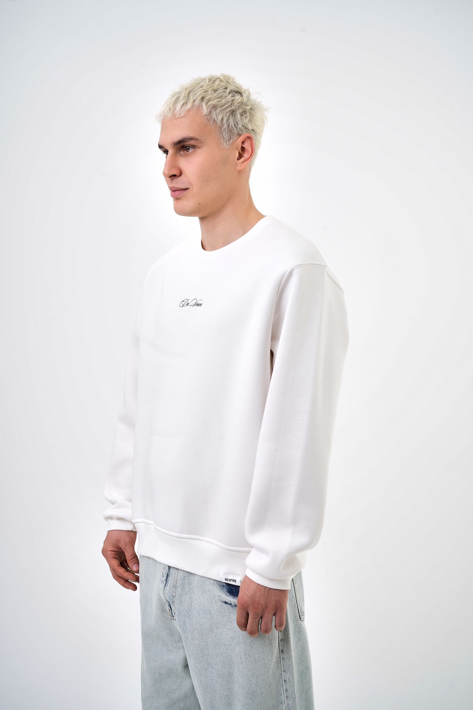  Erkek Oversize Baskılı Sweatshirt - Ekru