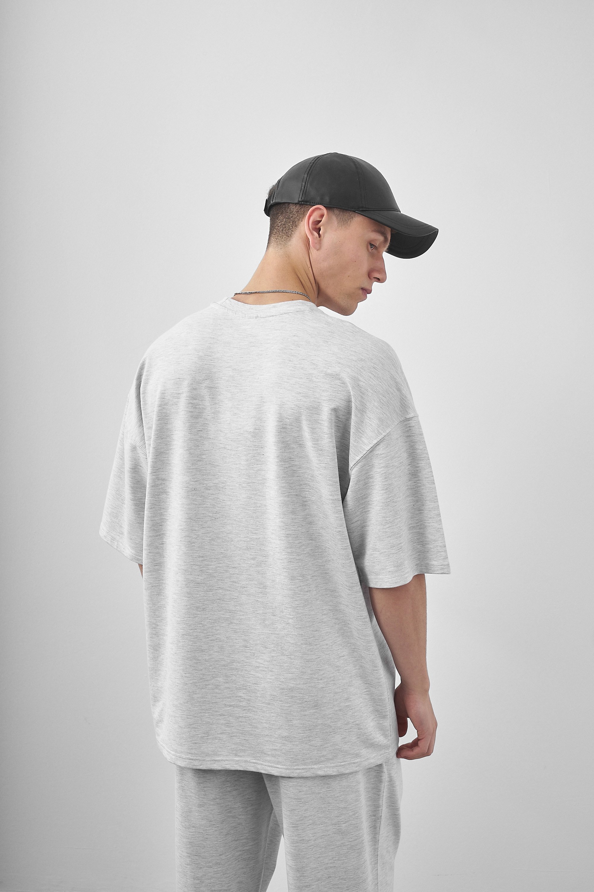 Respire Yazılı Oversize T-Shirt - Kar Melanj