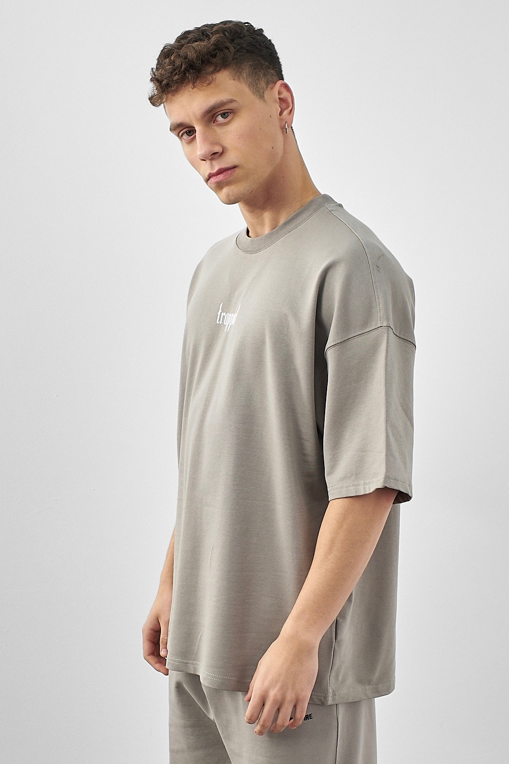 Respire Trapped Baskılı Oversize T-Shirt - Gri