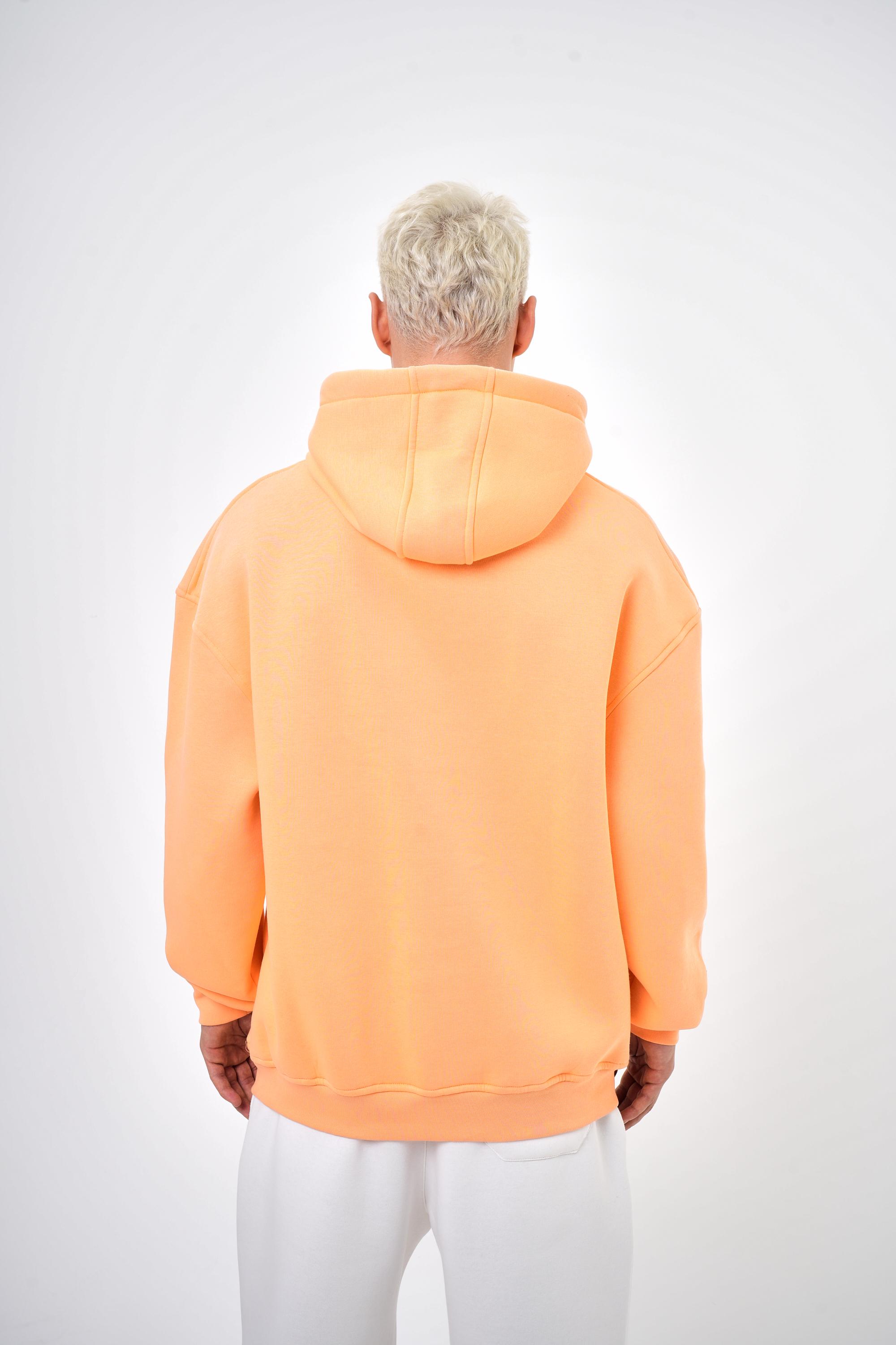 Erkek Oversize Basic Hoodie - Şeftali