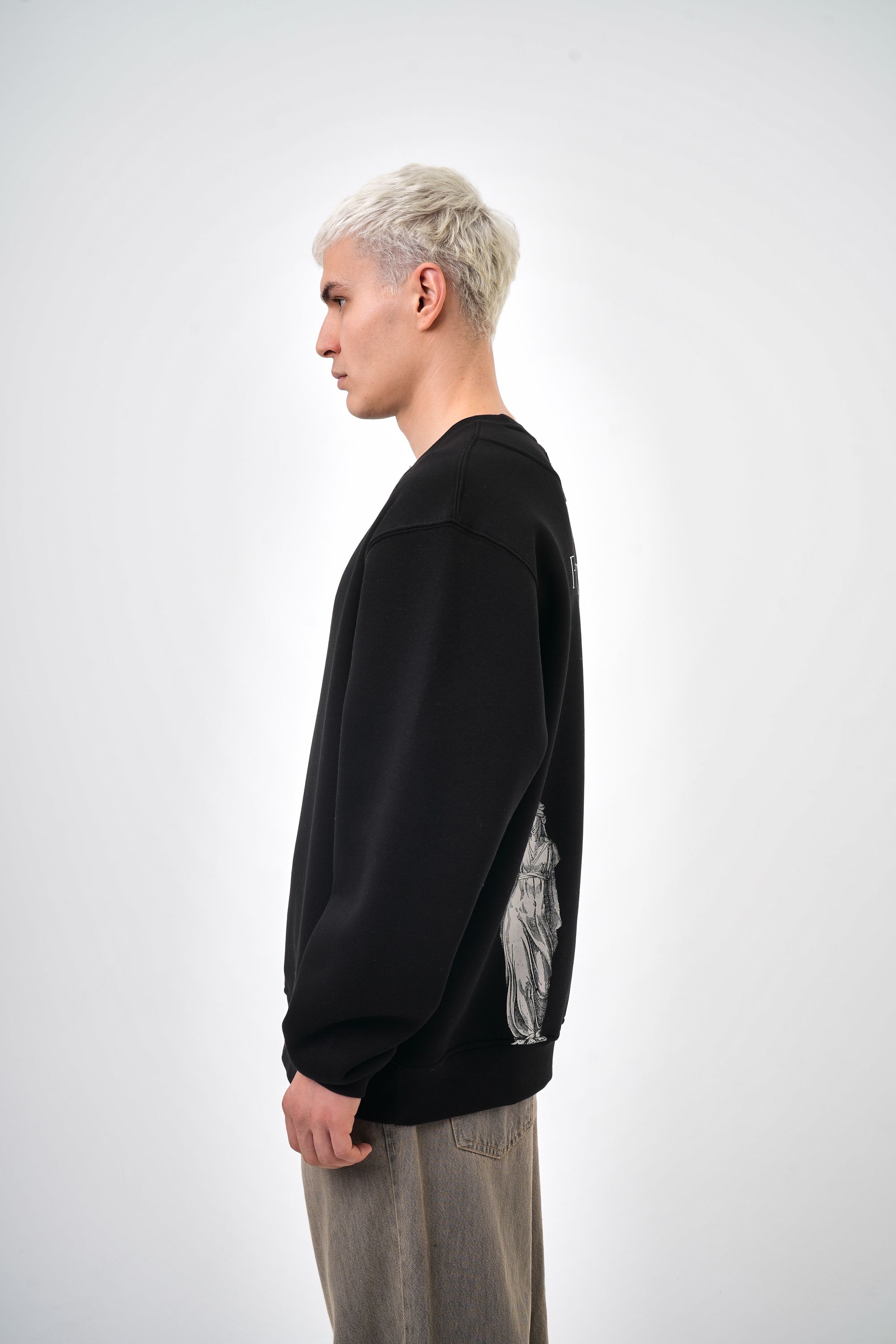 Rebirth For We Yazılı Oversize Sweatshirt - Siyah