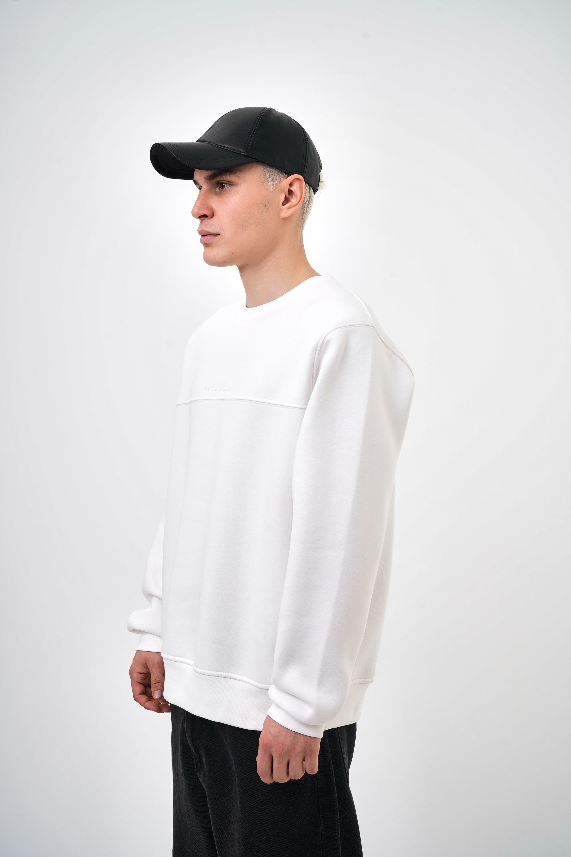 Erkek Oversize Reconnaissence Baskılı Sweatshirt - Ekru