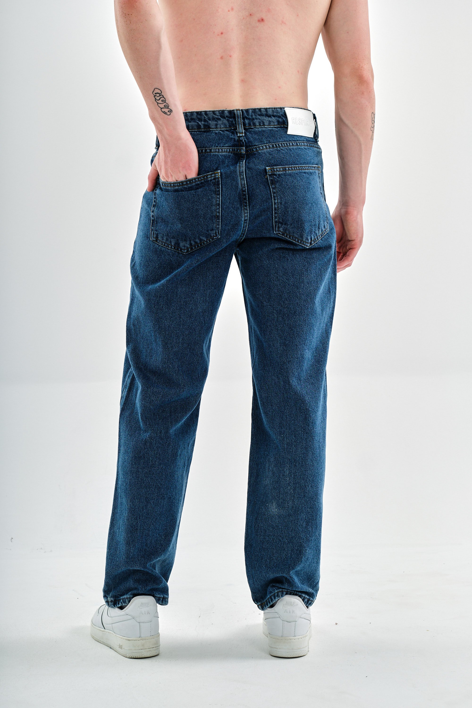 Respire Baggy Yırtmaç Detaylı Jean Pantolon - Blue