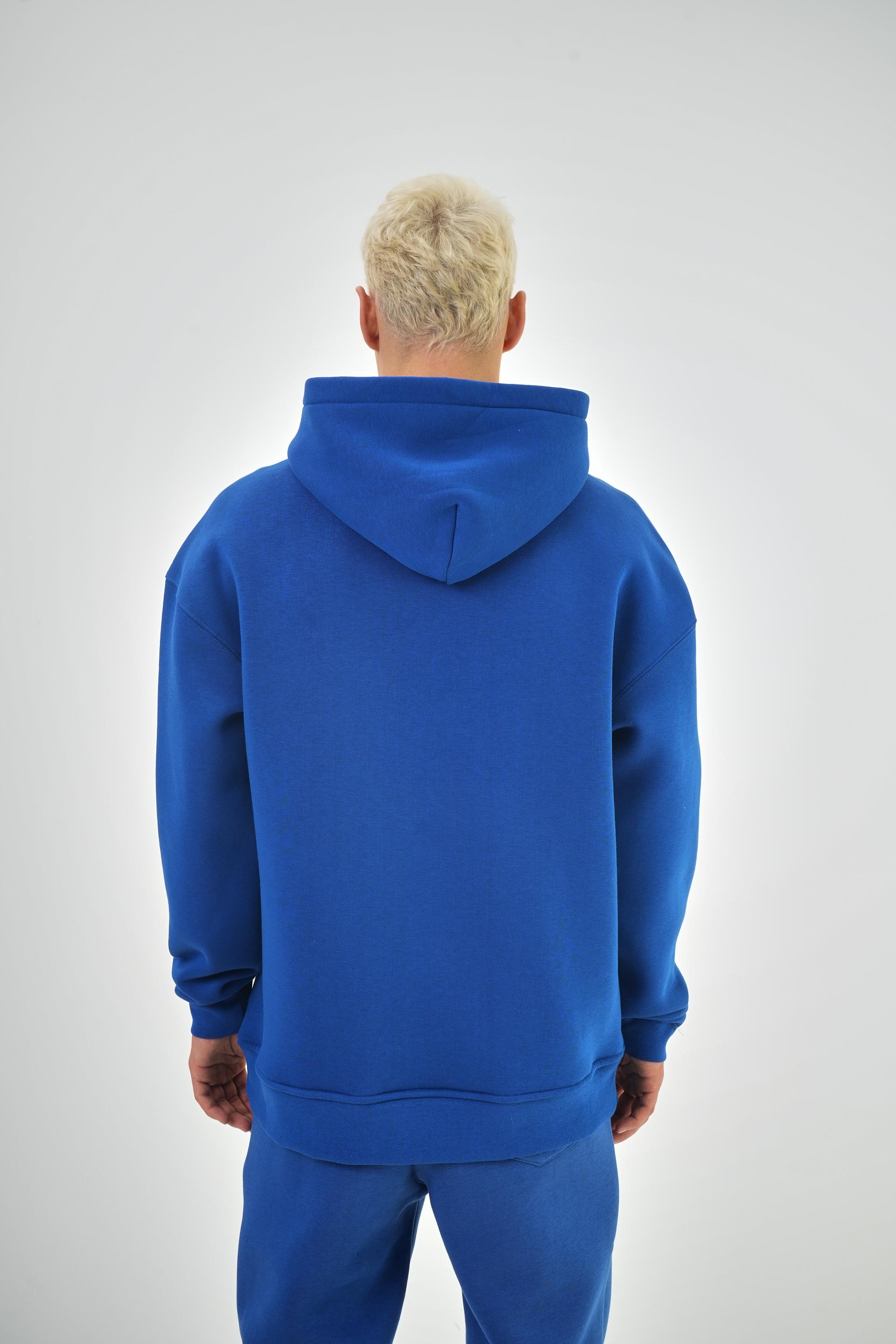 Erkek Oversize Basic Hoodie - Saks